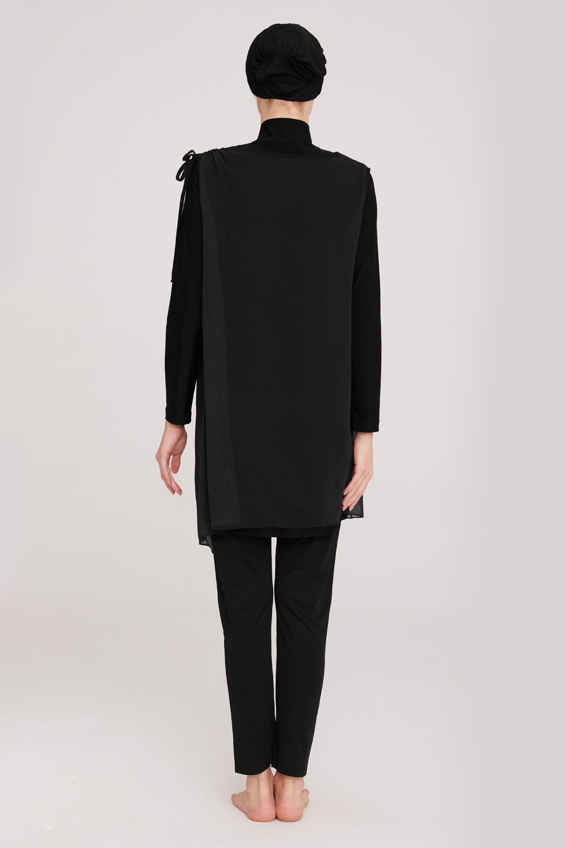 Tesettür giyim SİYAH YAPRAK DESENLİ TESETTÜR MAYO 8038