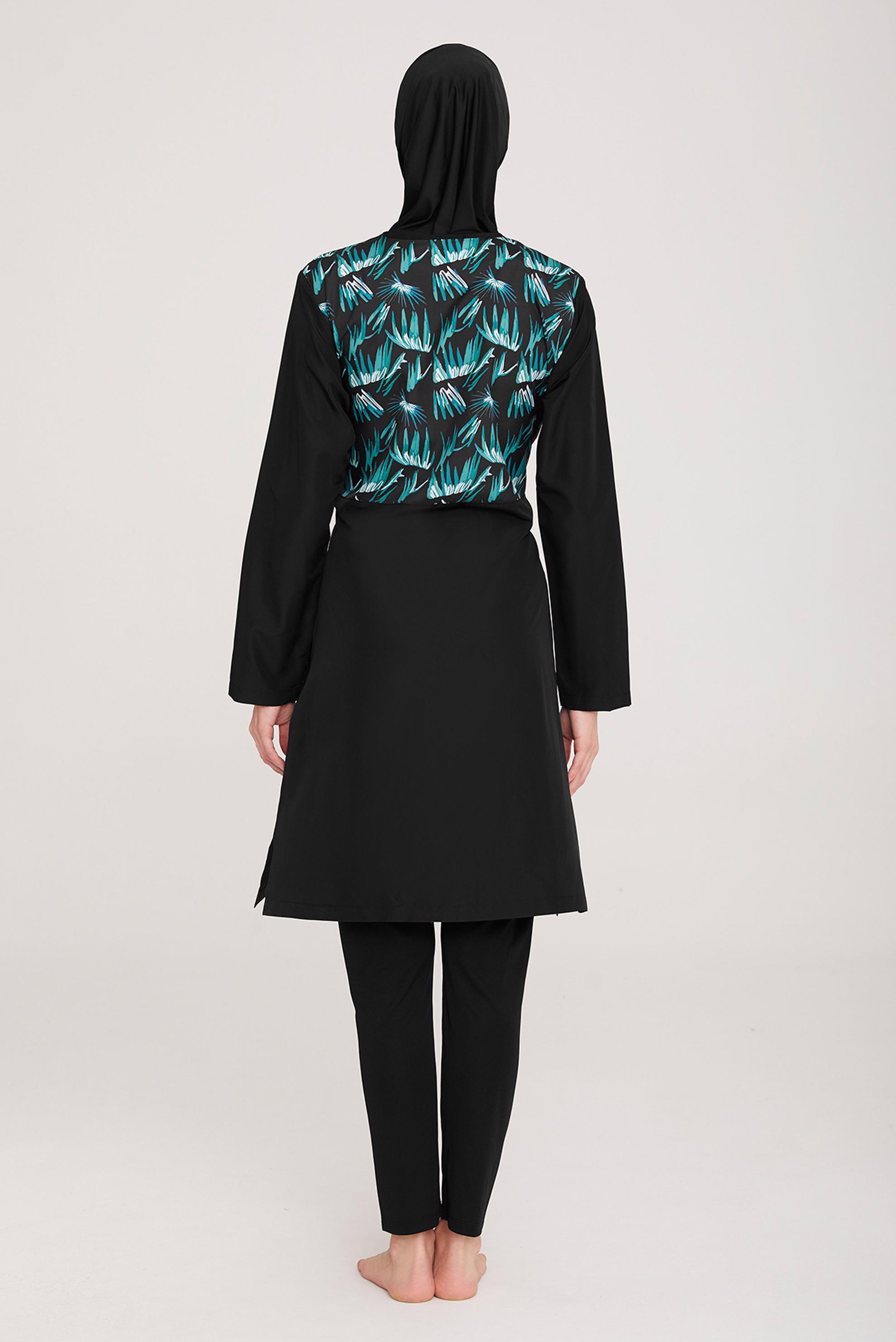 Tesettür giyim SİYAH DESENLİ FERMUARLI TESETTÜR MAYO 8064