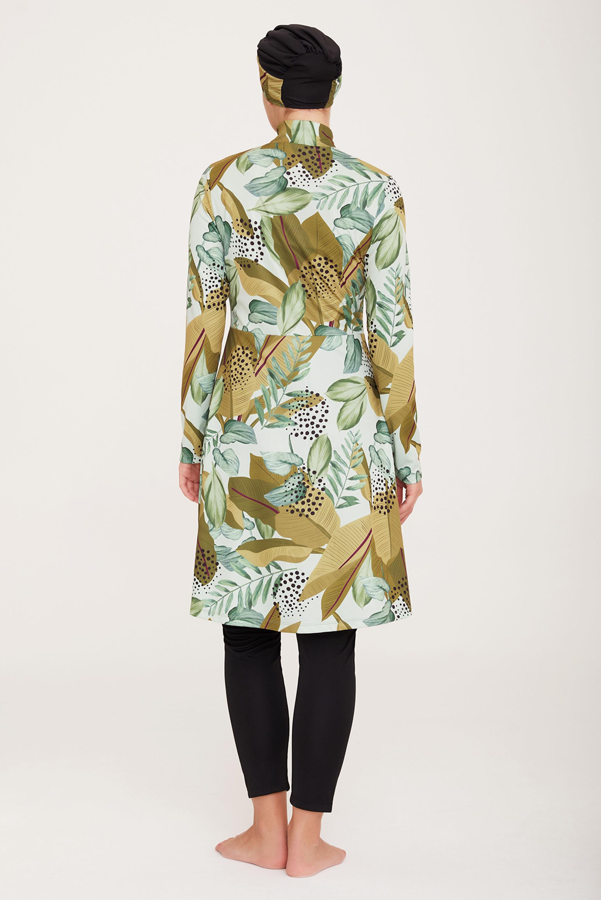 Tesettür giyim SİYAH DESENLİ YARIM FERMUARLI TESETTÜR MAYO 9011