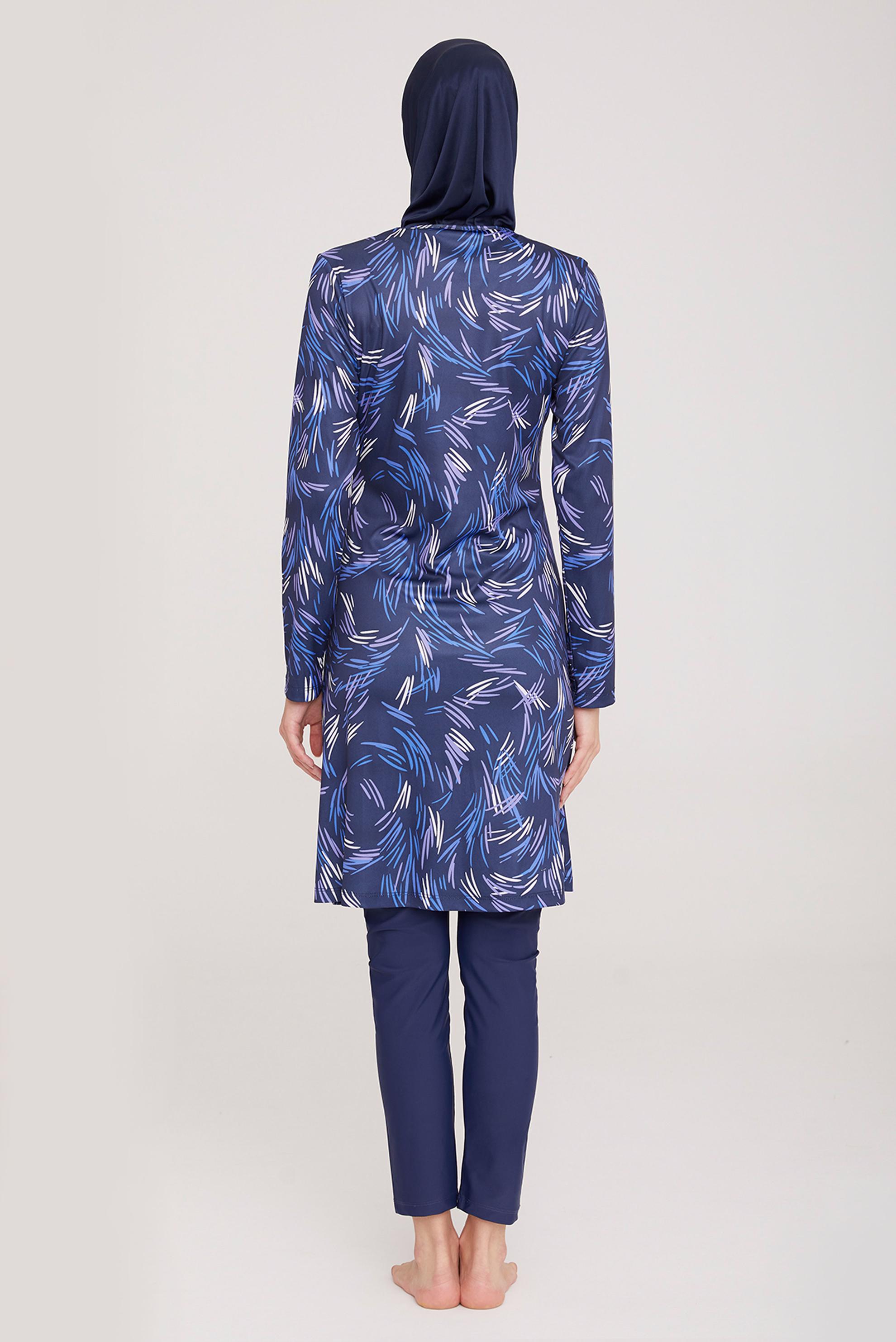 Tesettür giyim LACİVERT DESENLİ LİKRALI TESETTÜR MAYO 9030