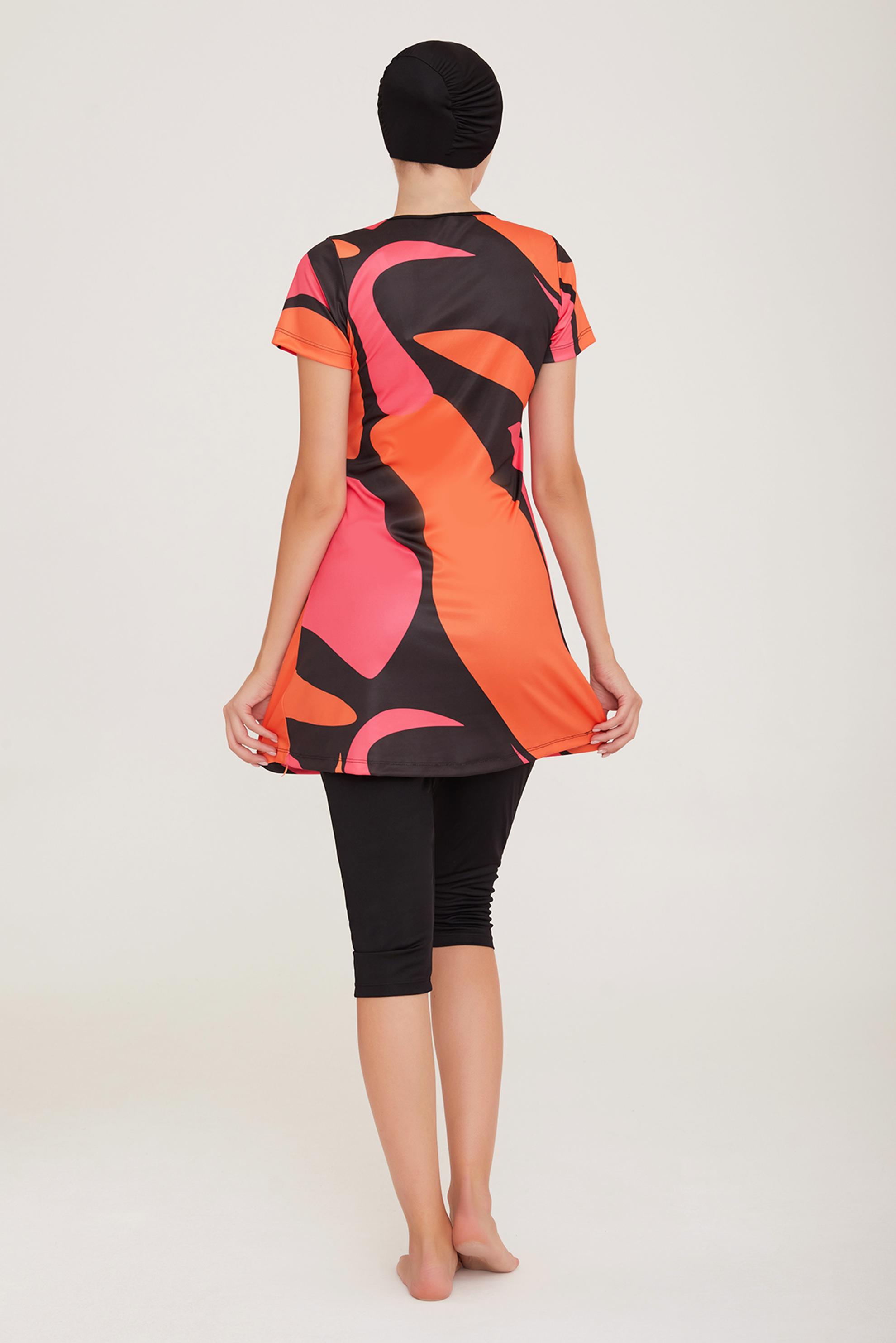 Tesettür giyim SİYAH RENK BLOKLU TESETTÜR MAYO TAKIM 9080