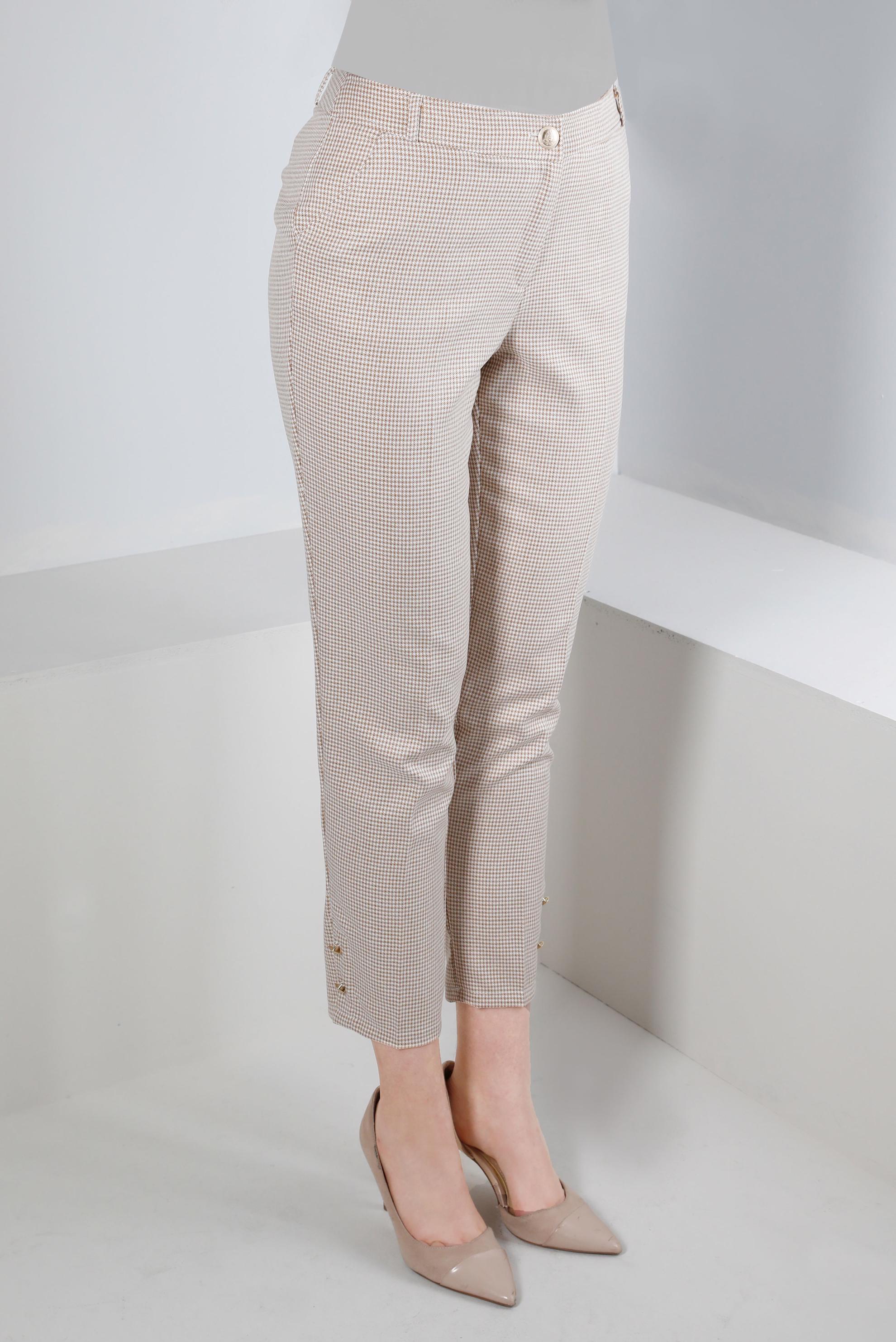 Tesettür giyim KAHVE DÜĞME DETAYLI PÖTİKARE DESEN PANTOLON 70501