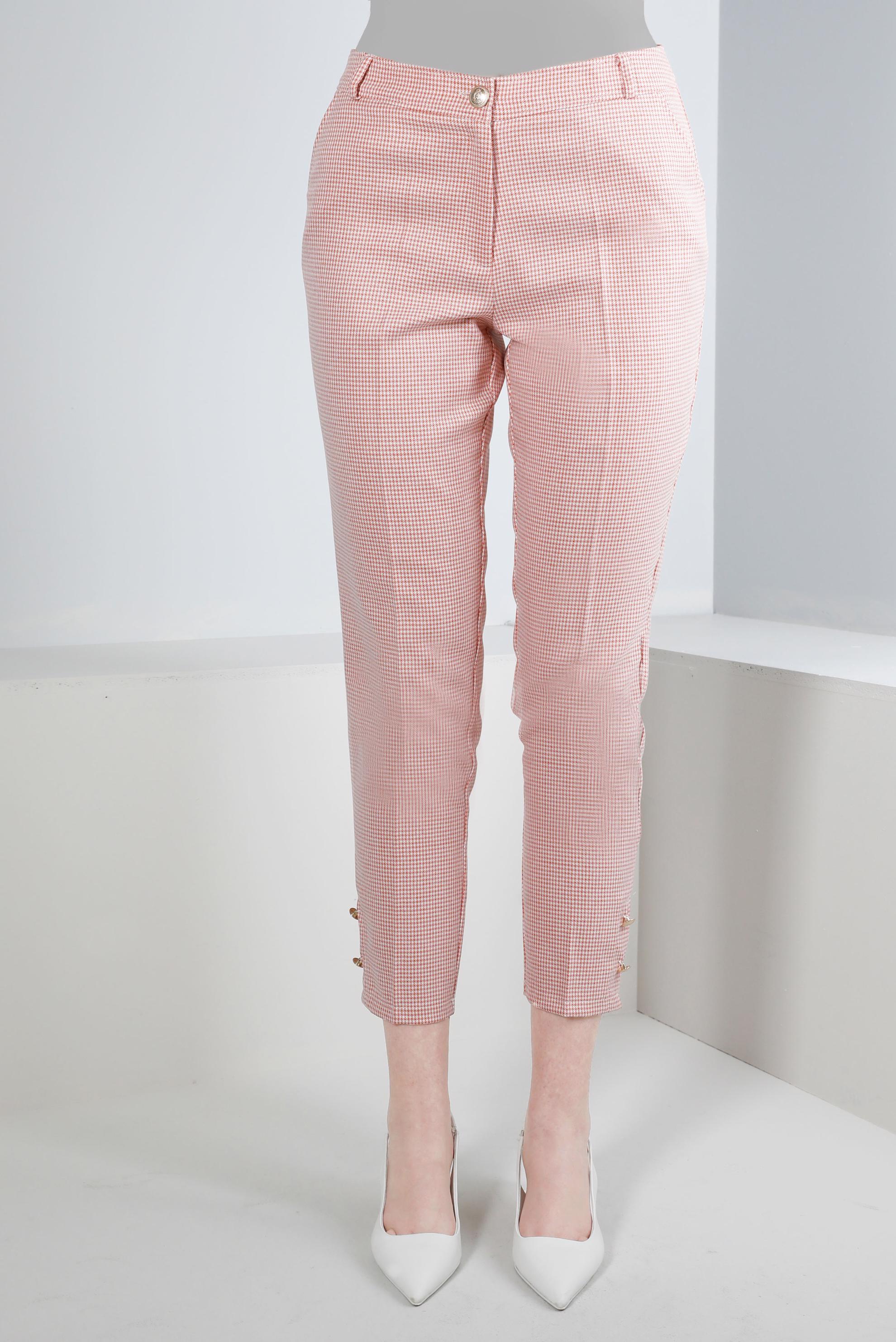 Tesettür giyim TURUNCU DÜĞME DETAYLI PÖTİKARE DESEN PANTOLON 70501