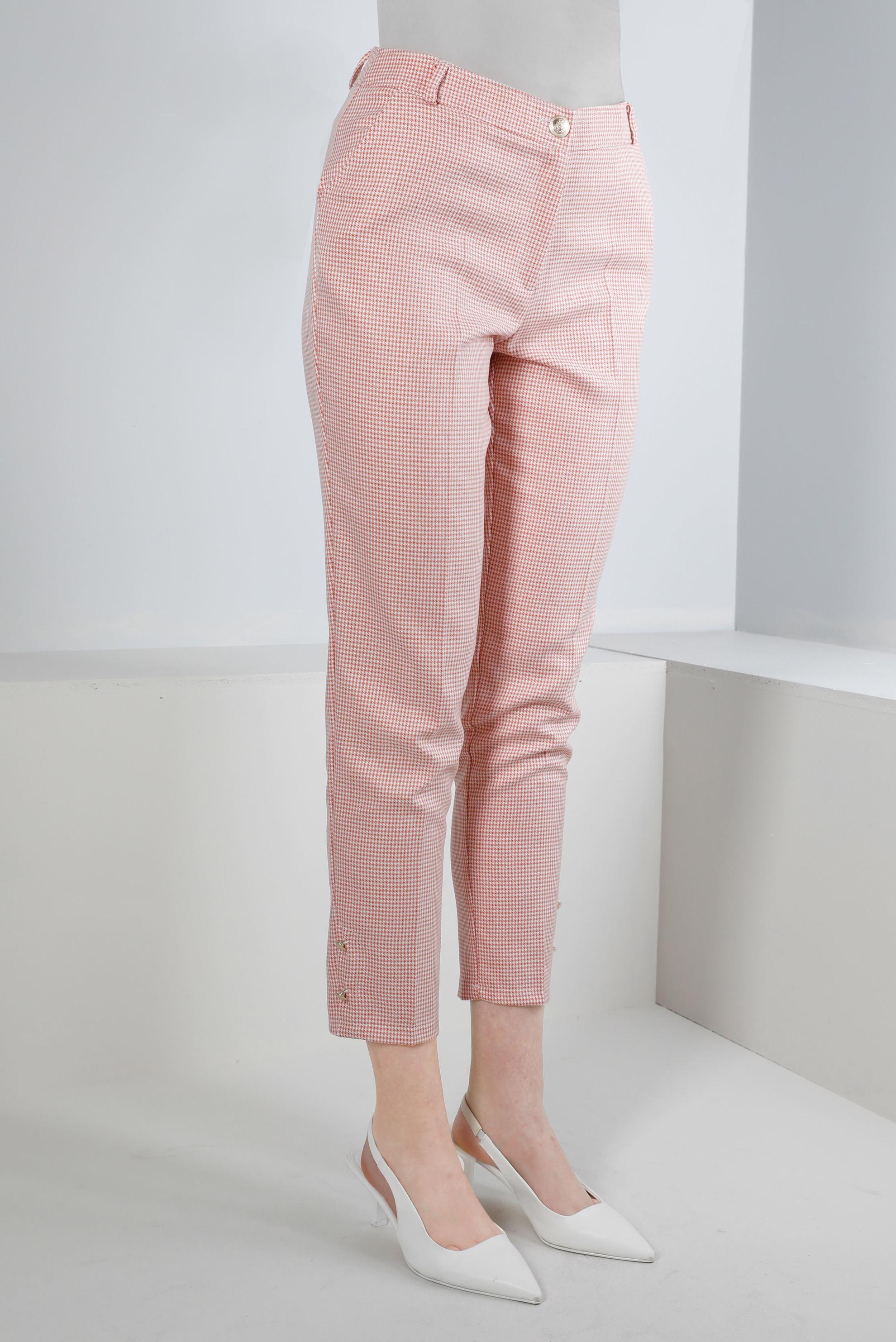 Tesettür giyim TURUNCU DÜĞME DETAYLI PÖTİKARE DESEN PANTOLON 70501