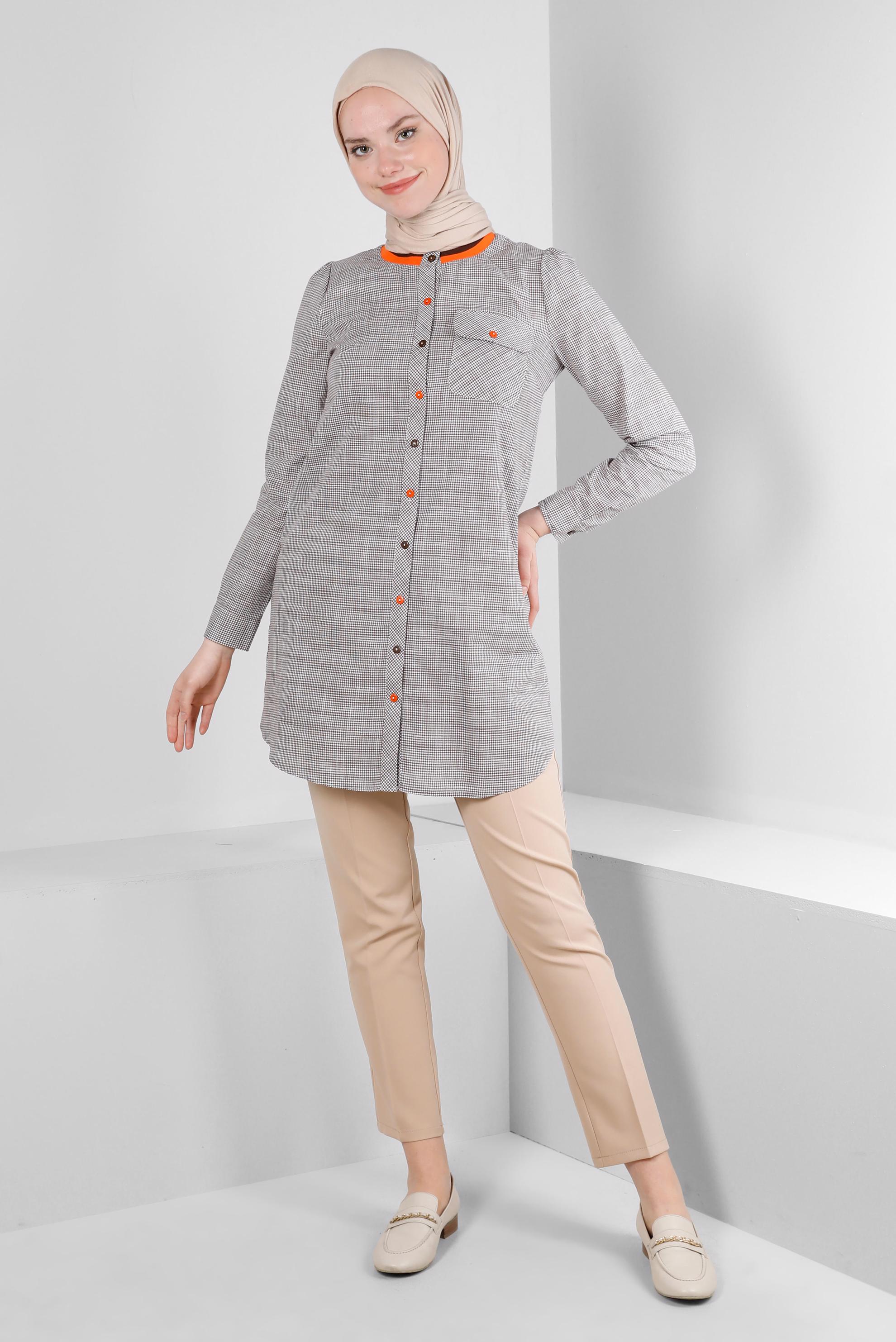 Tesettür giyim BEJ DAR PAÇA KLASİK KESİM PANTOLON 70502