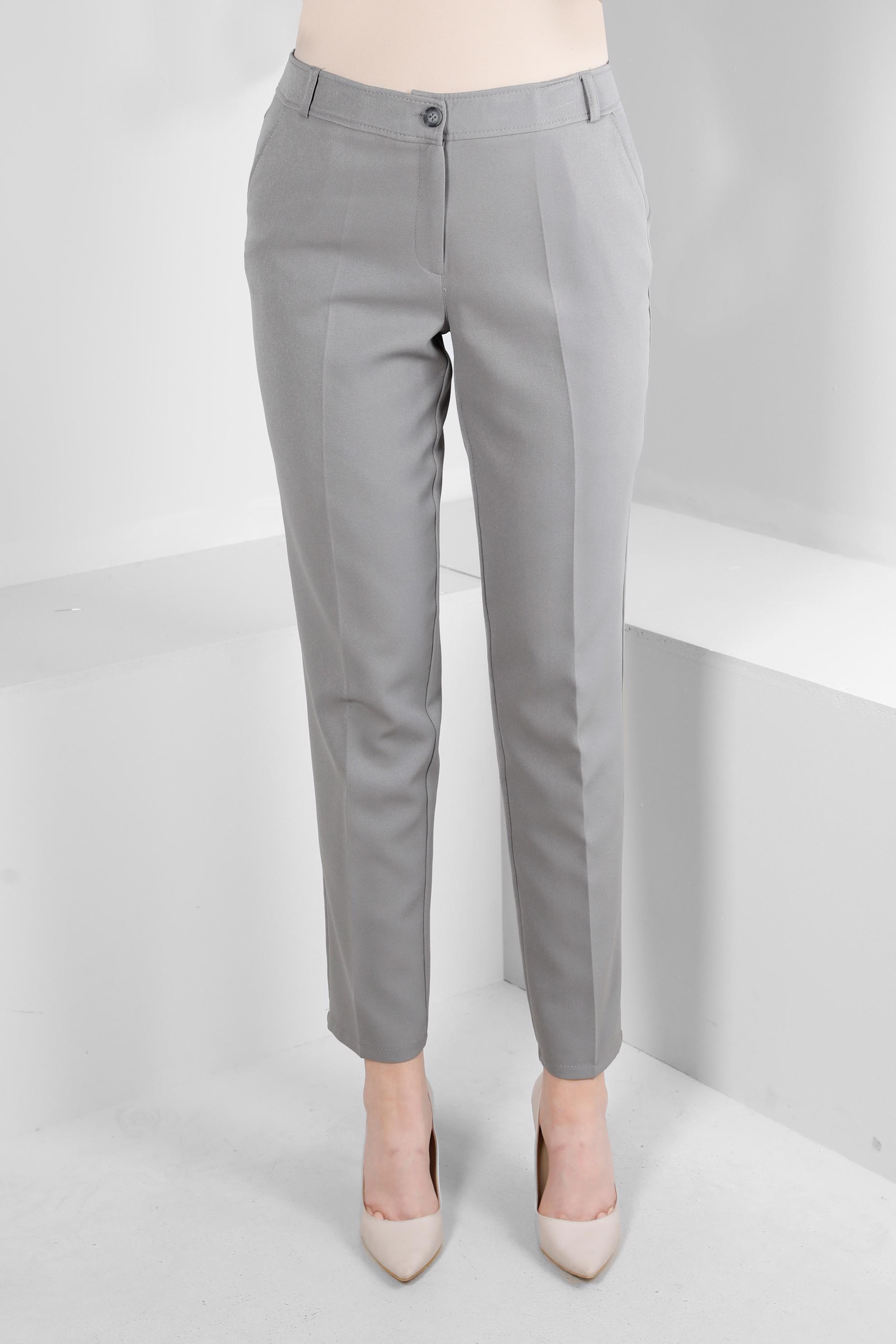 Tesettür giyim GRİ DAR PAÇA KLASİK KESİM PANTOLON 70502