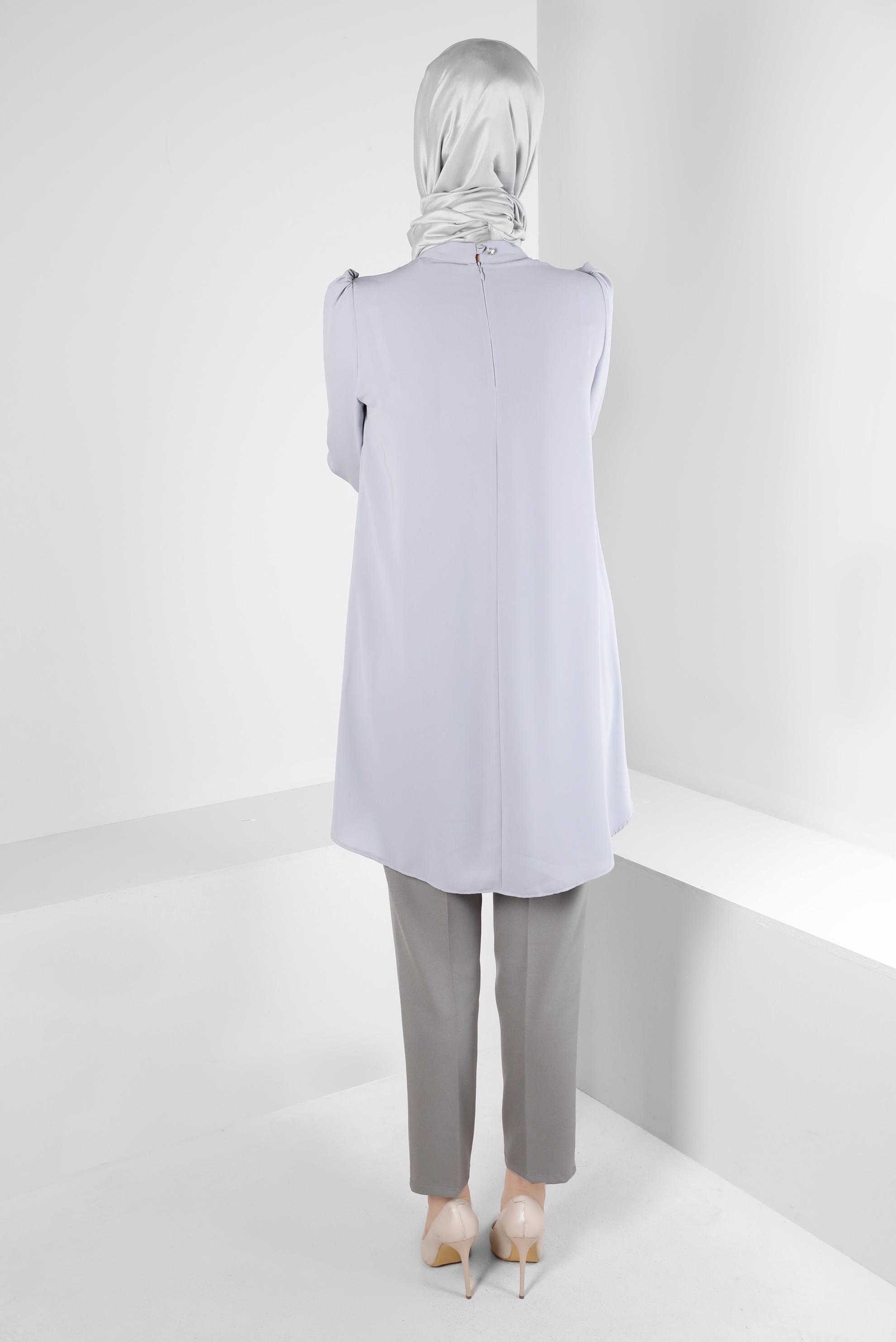 Tesettür giyim GRİ DAR PAÇA KLASİK KESİM PANTOLON 70502