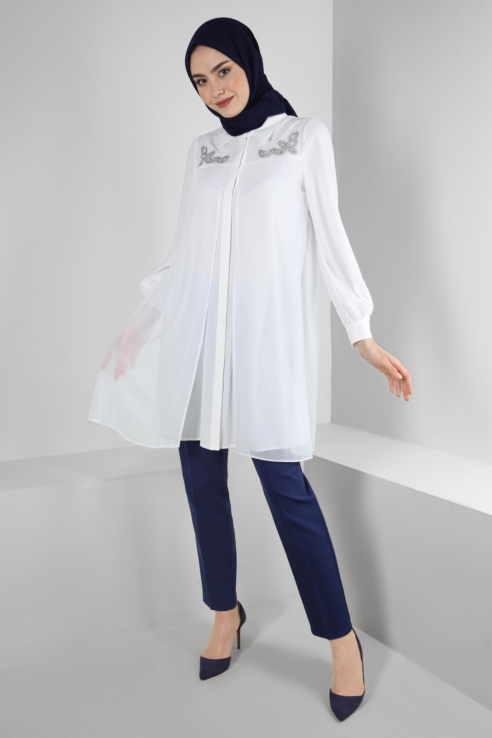 Tesettür giyim LACİVERT DAR PAÇA KLASİK KESİM PANTOLON 70502