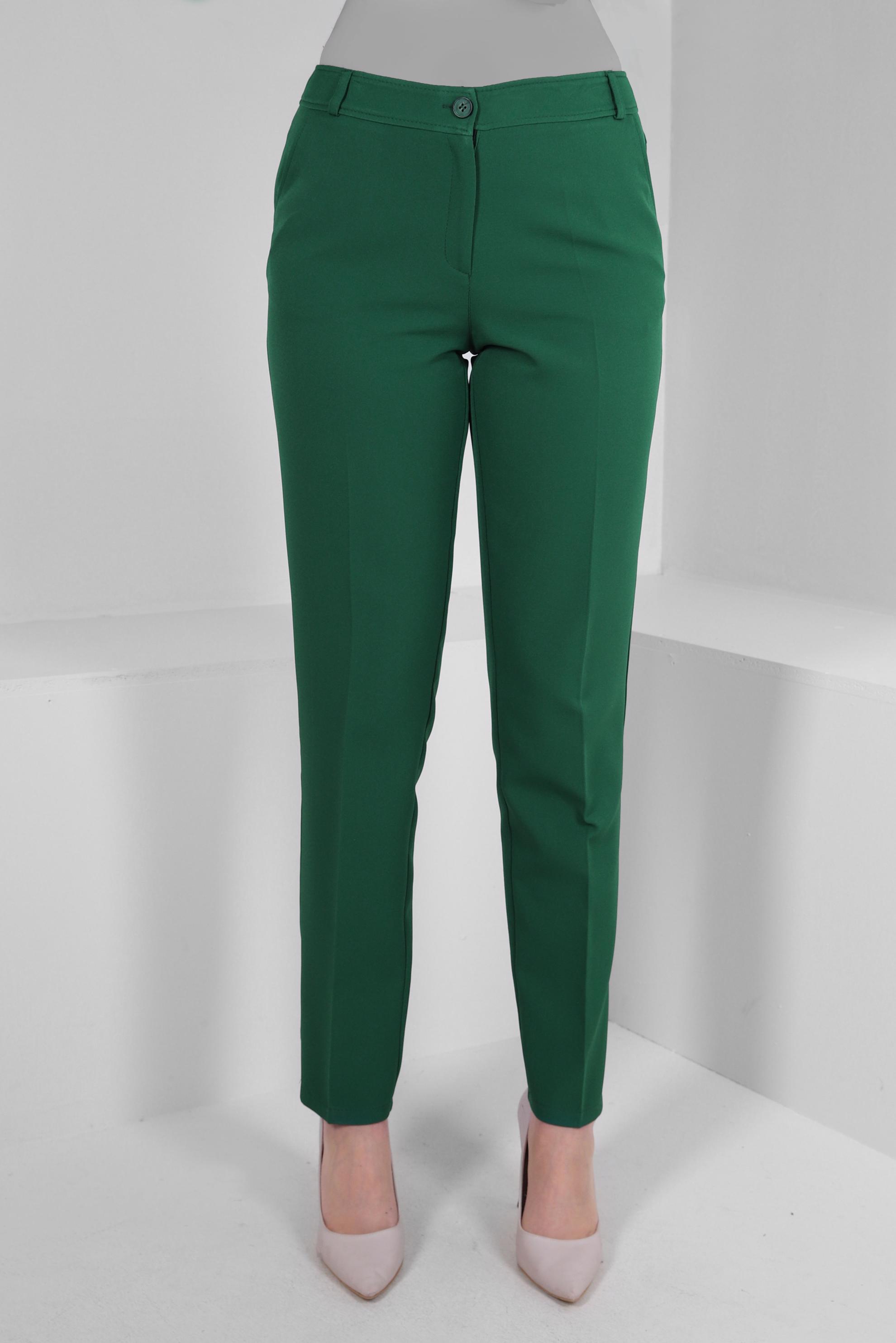 Tesettür giyim YEŞİL DAR PAÇA KLASİK KESİM PANTOLON 70502