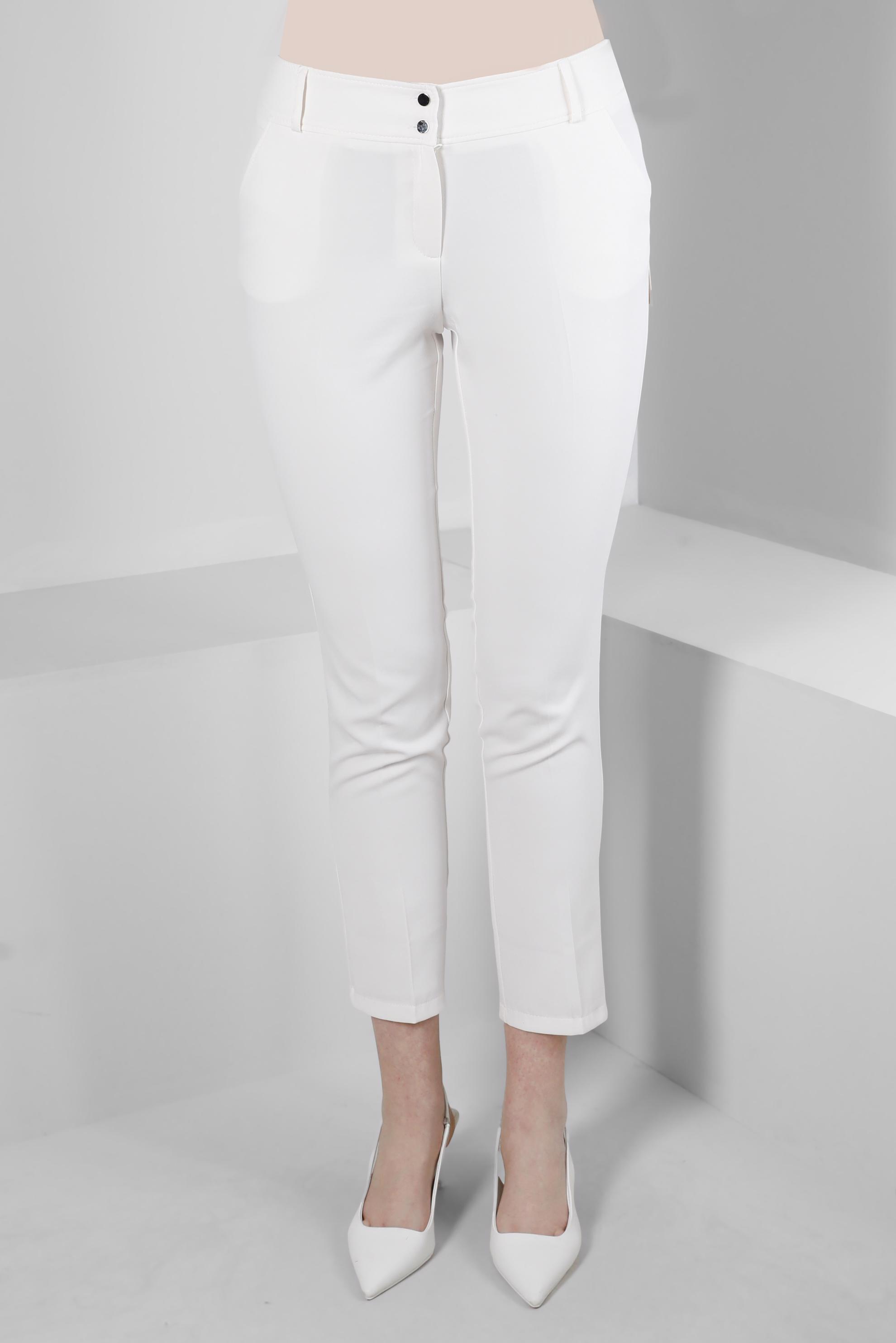 Tesettür giyim BEYAZ ÇİFT DÜĞMELİ DAR PAÇA KLASİK PANTOLON 70503