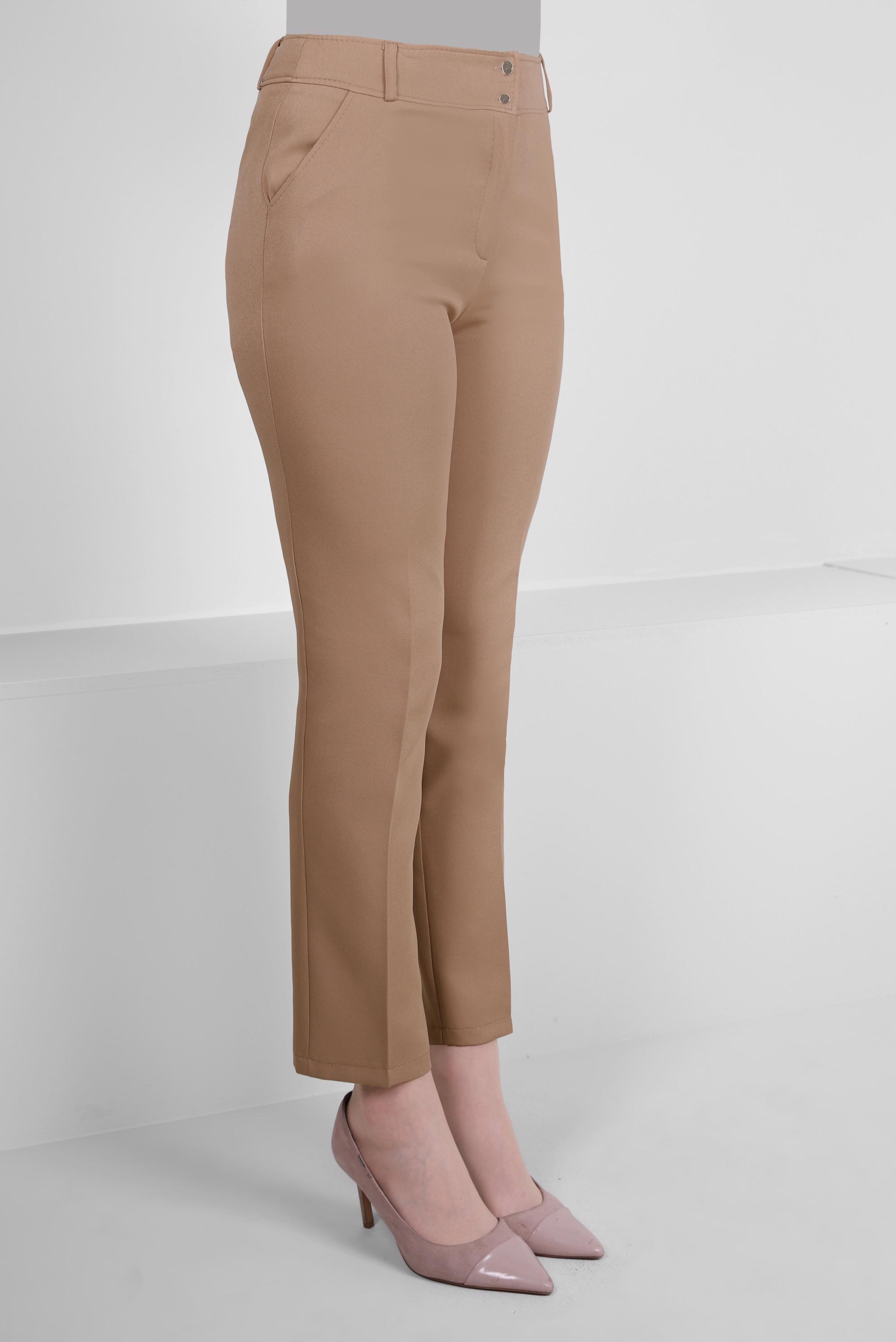 Tesettür giyim KAHVE ÇİFT DÜĞMELİ DAR PAÇA KLASİK PANTOLON 70503