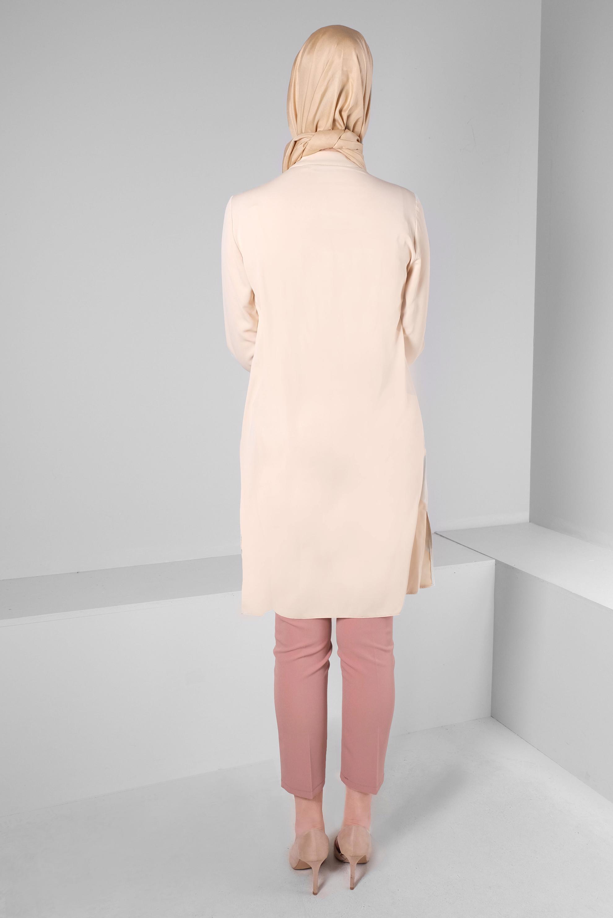 Tesettür giyim PUDRA ÇİFT DÜĞMELİ DAR PAÇA KLASİK PANTOLON 70503