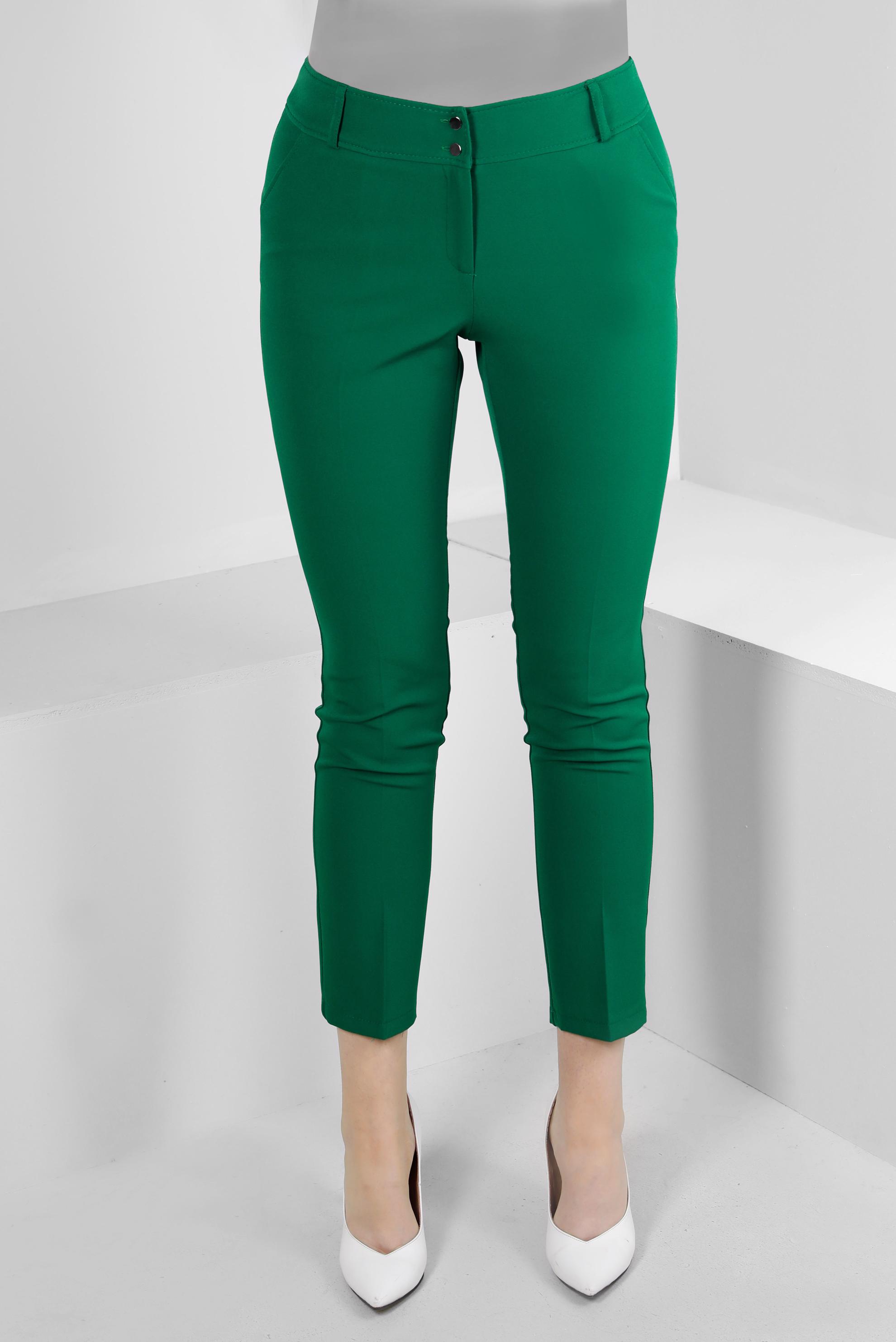 Tesettür giyim YEŞİL ÇİFT DÜĞMELİ DAR PAÇA KLASİK PANTOLON 70503