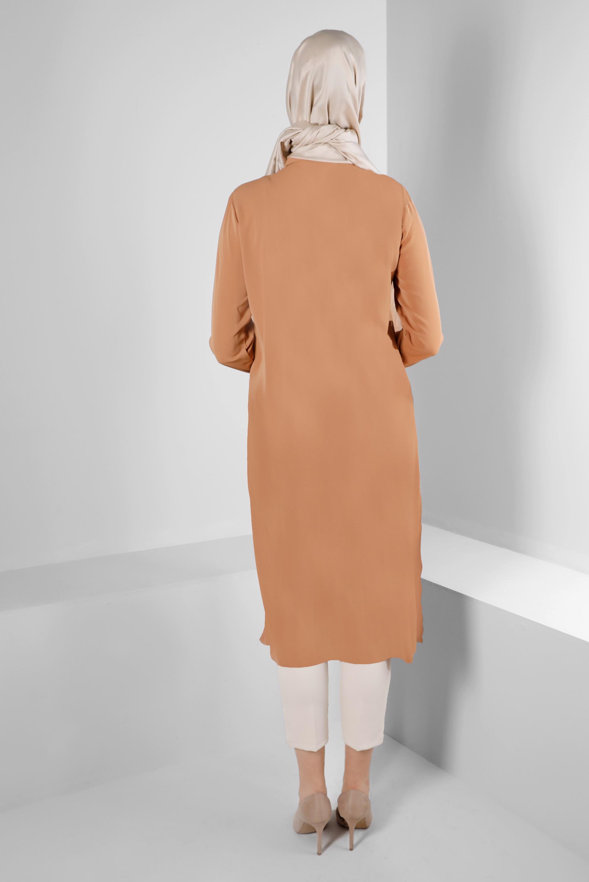 Tesettür giyim EKRU ÇİFT DÜĞMELİ DAR PAÇA KLASİK PANTOLON 70503