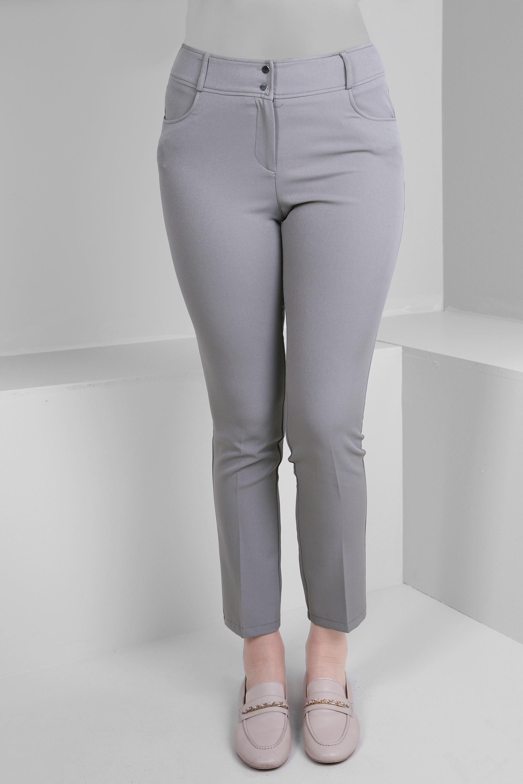 Tesettür giyim GRİ DAR PAÇA ÇİFT DÜĞMELİ PANTOLON 70505