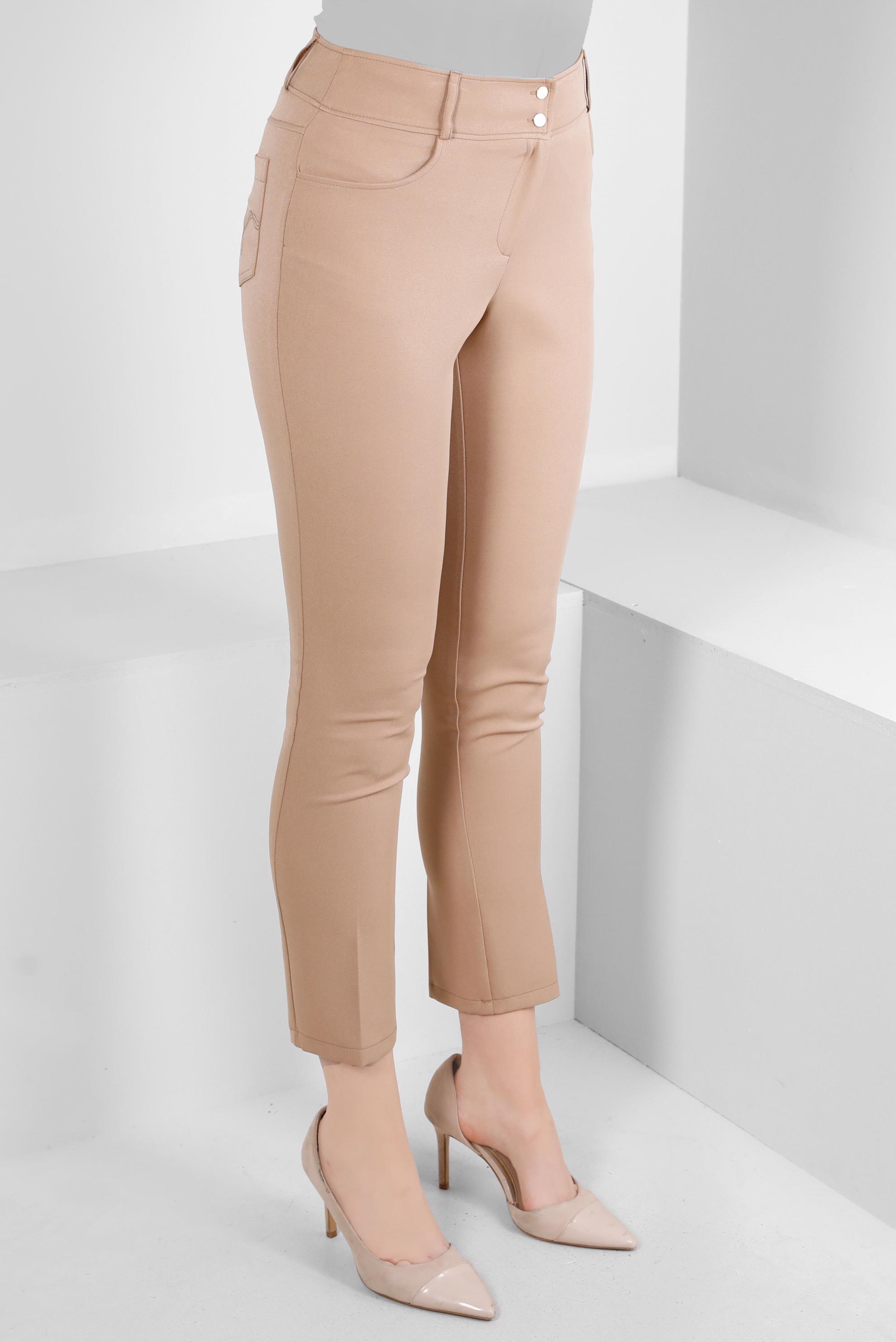 Tesettür giyim KAHVE DAR PAÇA ÇİFT DÜĞMELİ PANTOLON 70505