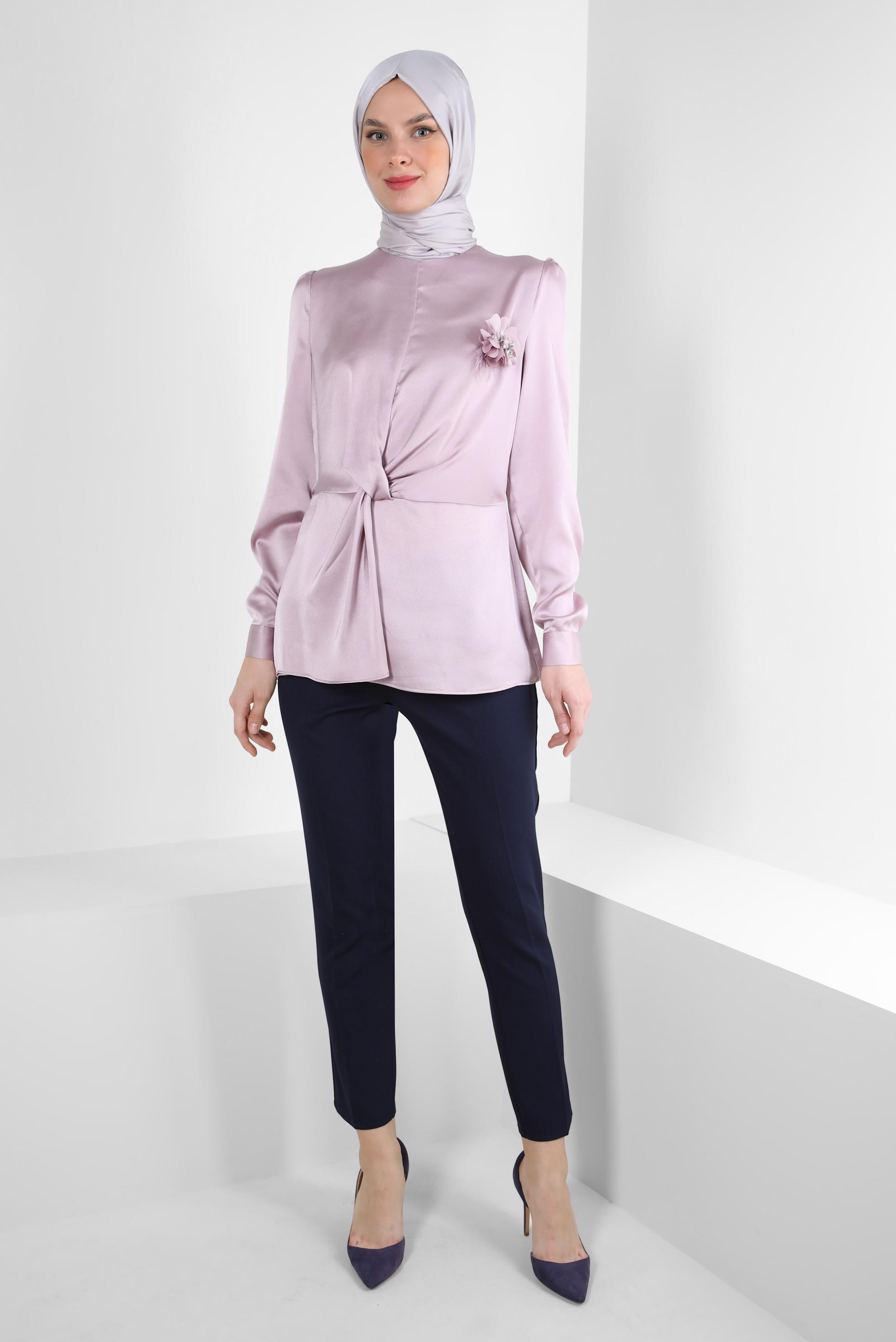 Tesettür giyim LACİVERT DAR PAÇA ÇİFT DÜĞMELİ PANTOLON 70505