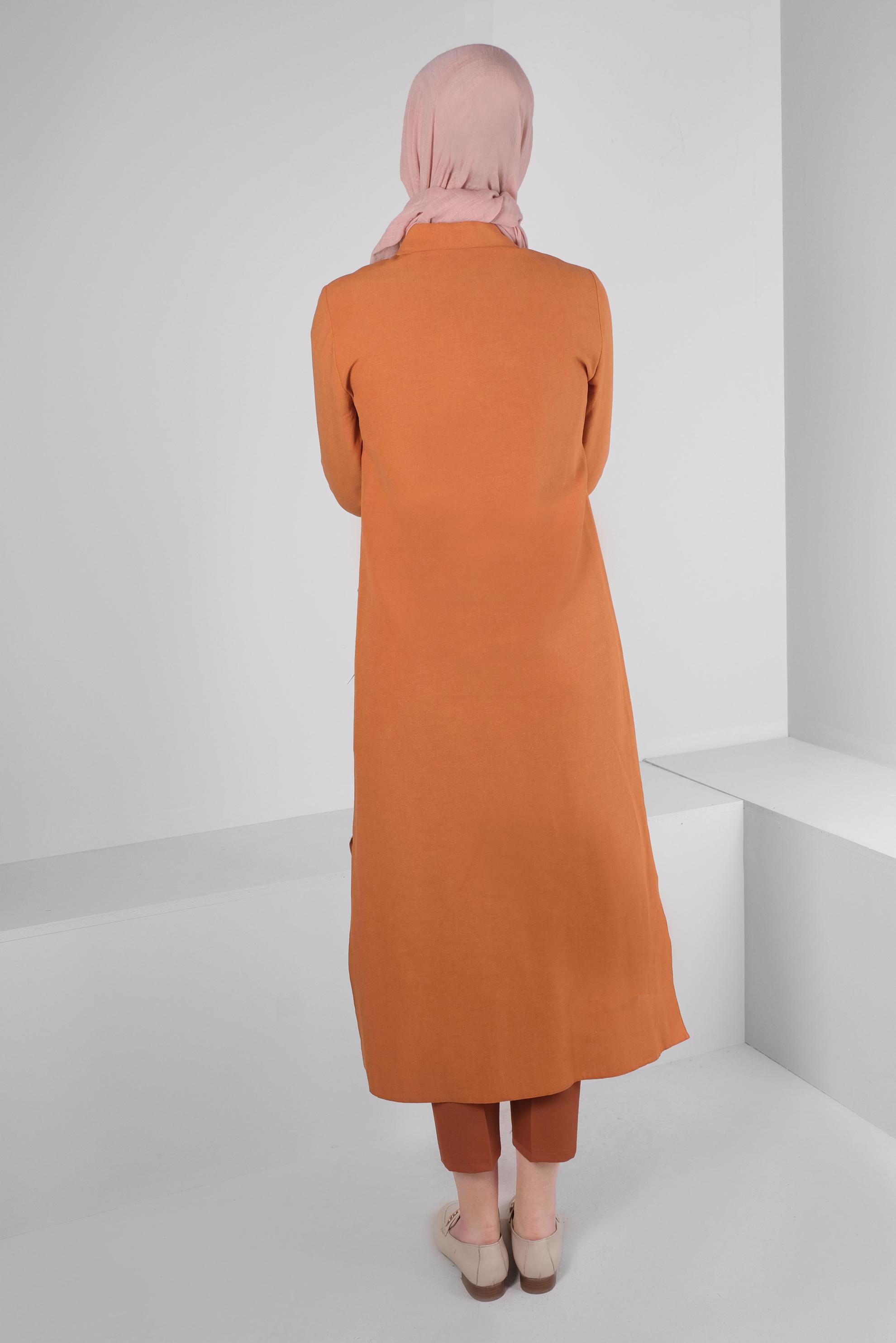 Tesettür giyim TABA DAR PAÇA ÇİFT DÜĞMELİ PANTOLON 70505