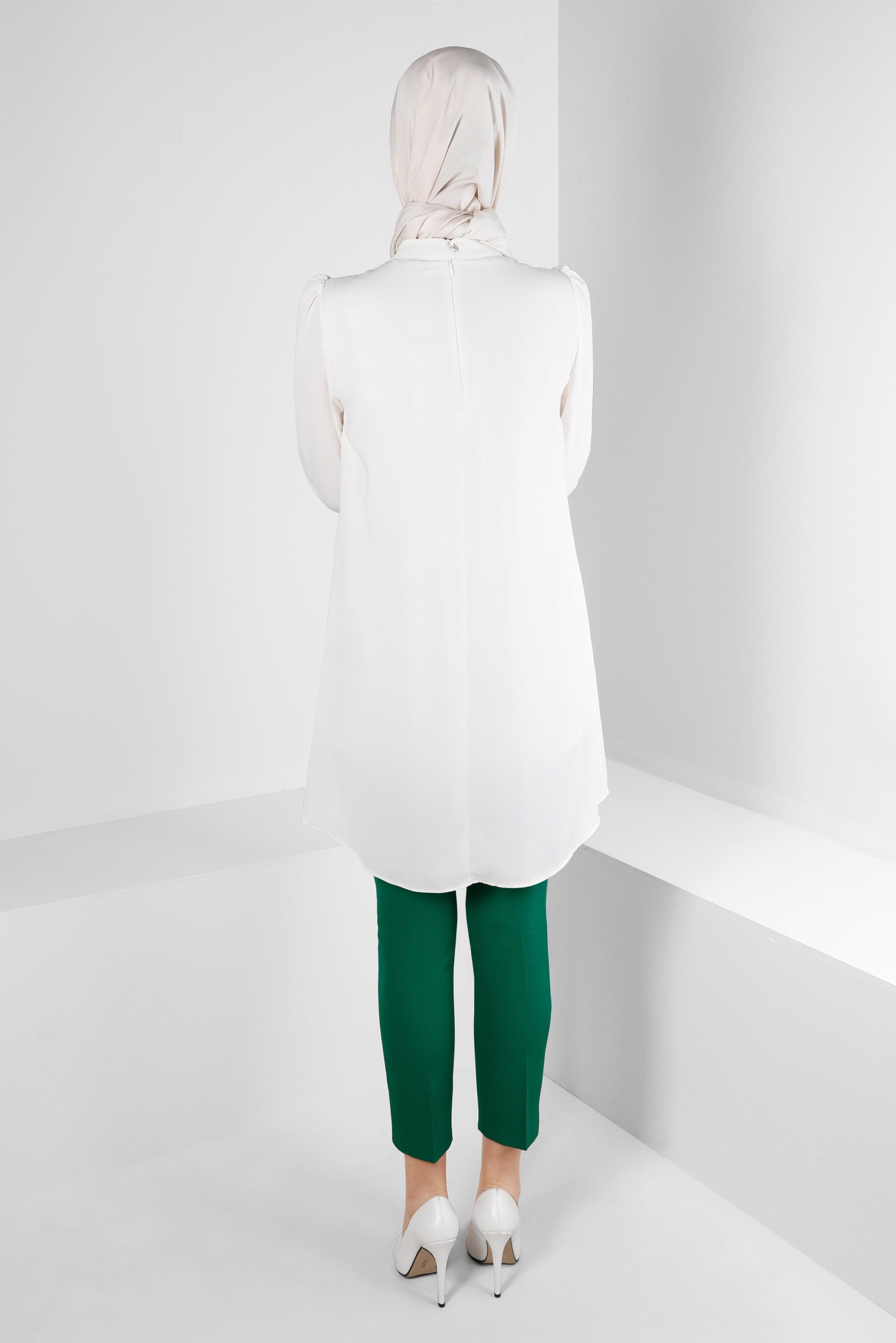 Tesettür giyim YEŞİL DAR PAÇA ÇİFT DÜĞMELİ PANTOLON 70505