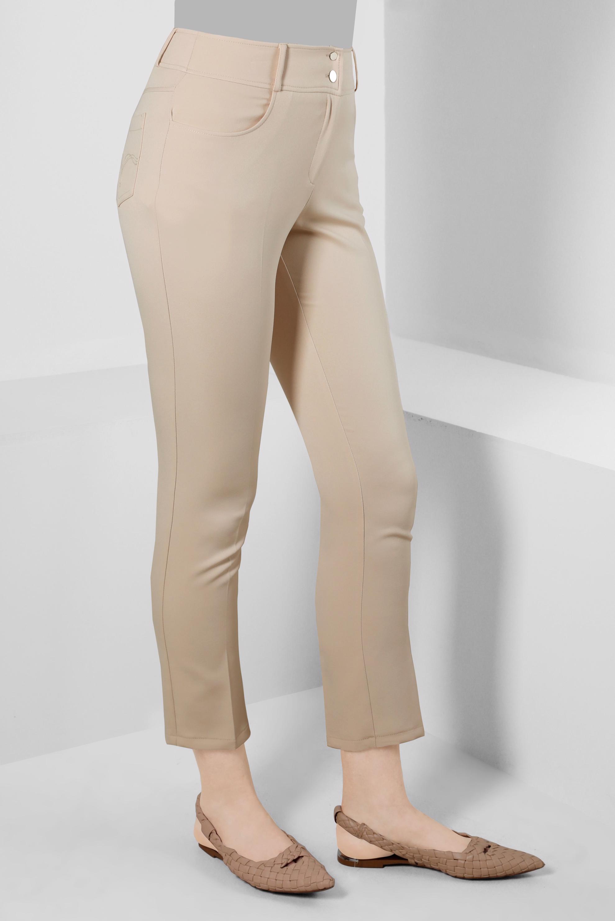 Tesettür giyim EKRU DAR PAÇA ÇİFT DÜĞMELİ PANTOLON 70505