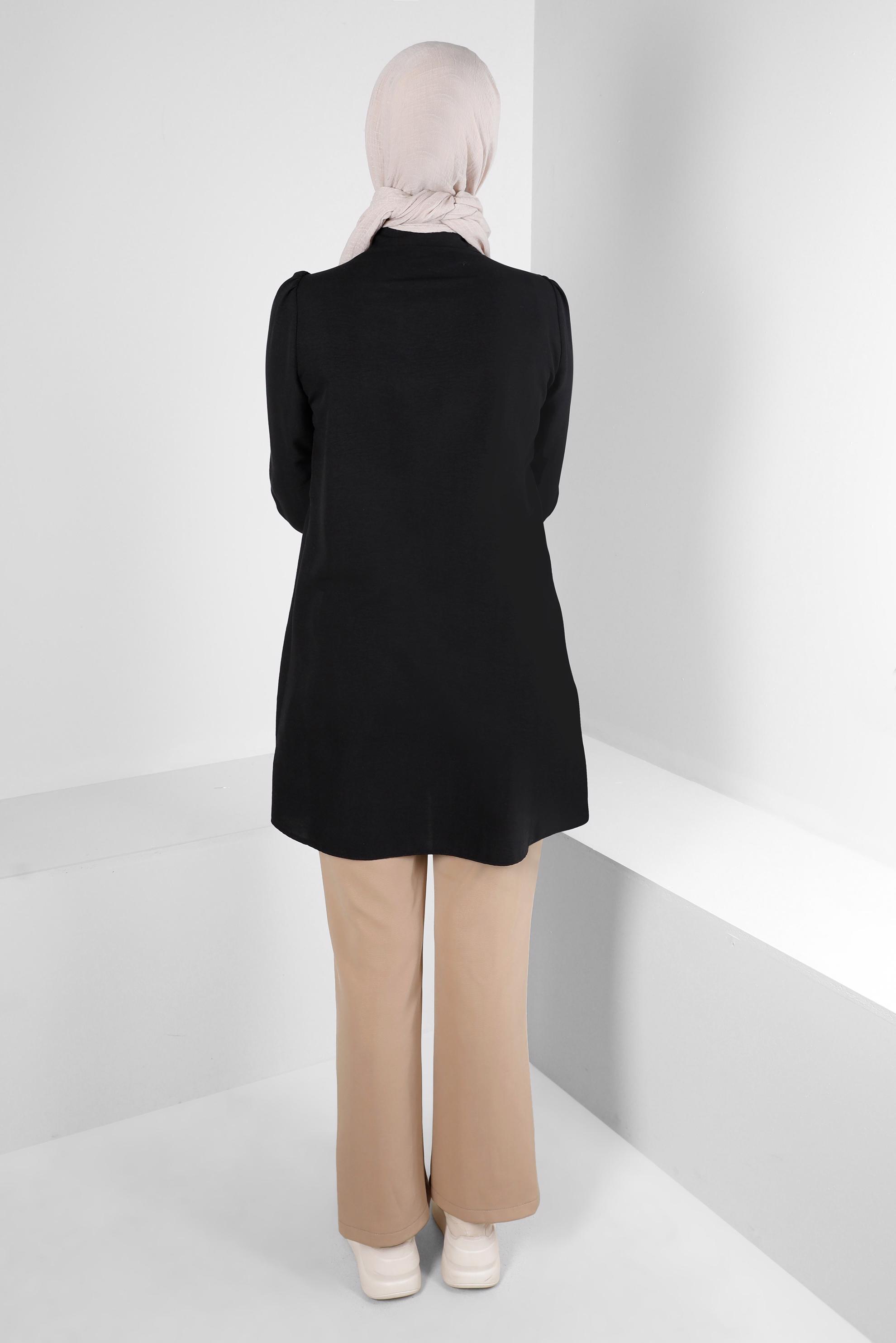 Tesettür giyim KUM BELİ LASTİKLİ YIRTMAÇ DETAYLI PANTOLON 70506