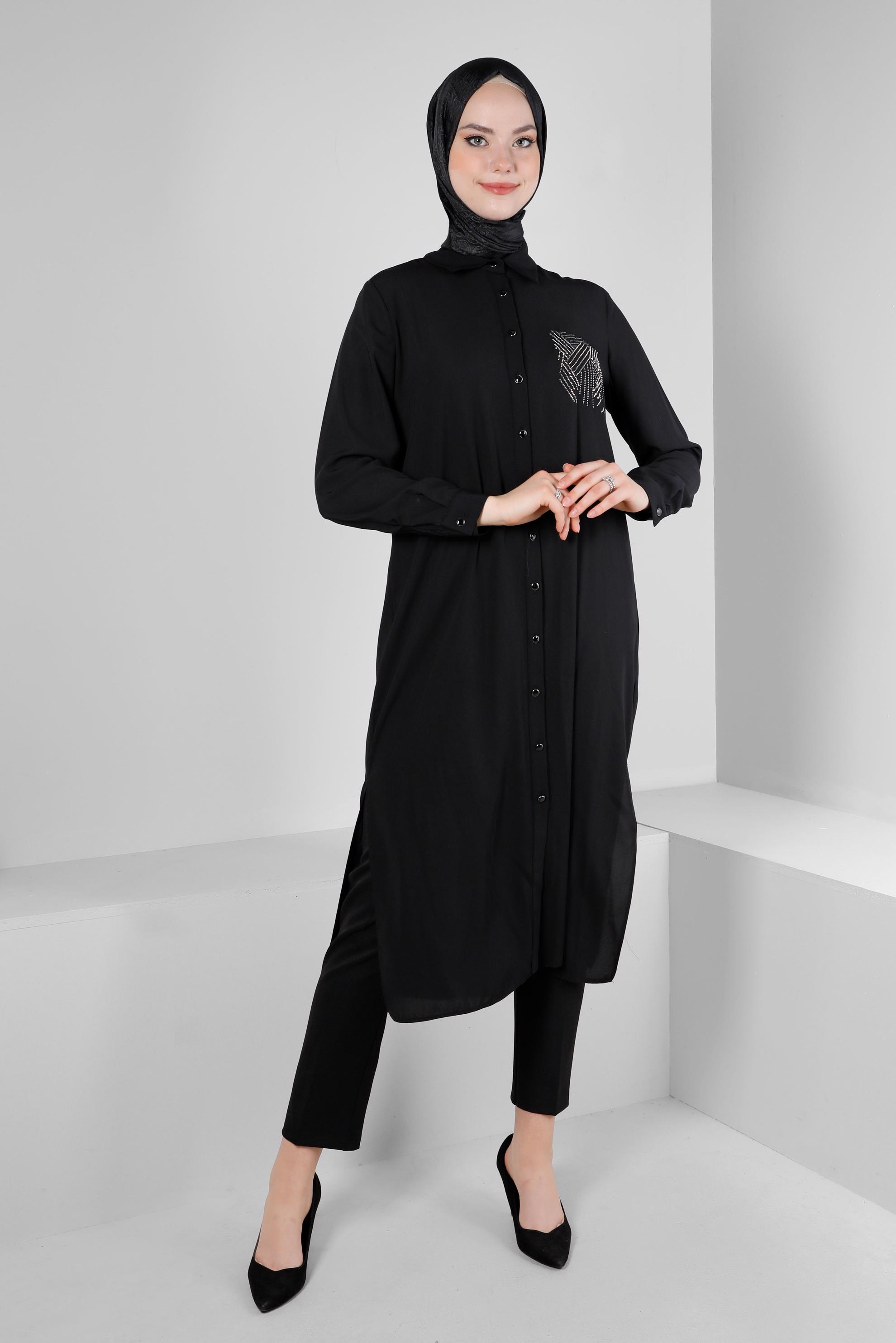 Tesettür giyim SİYAH DAR PAÇA KLASİK PANTOLON 70508 