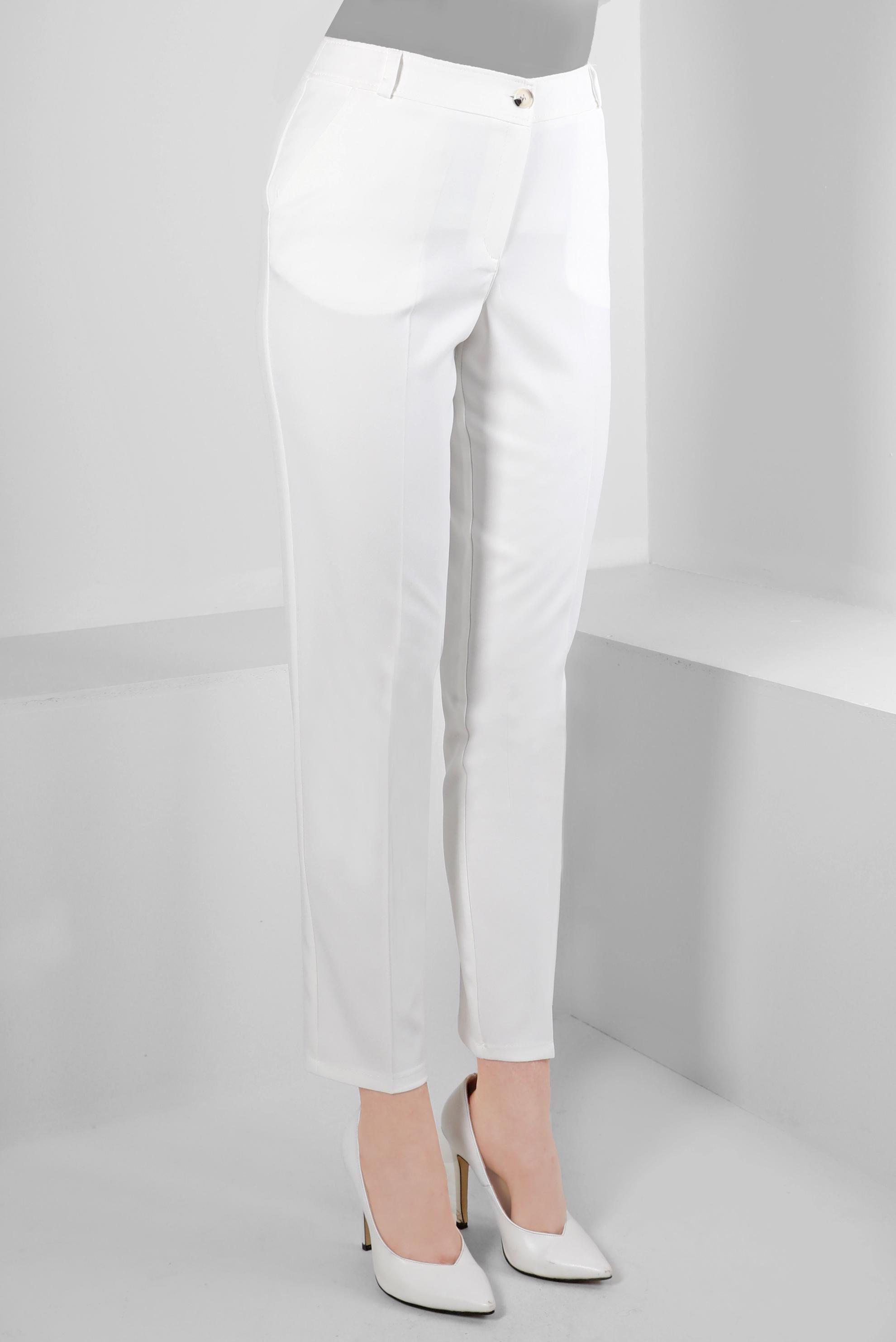 Tesettür giyim BEYAZ DAR PAÇA KLASİK PANTOLON 70508 