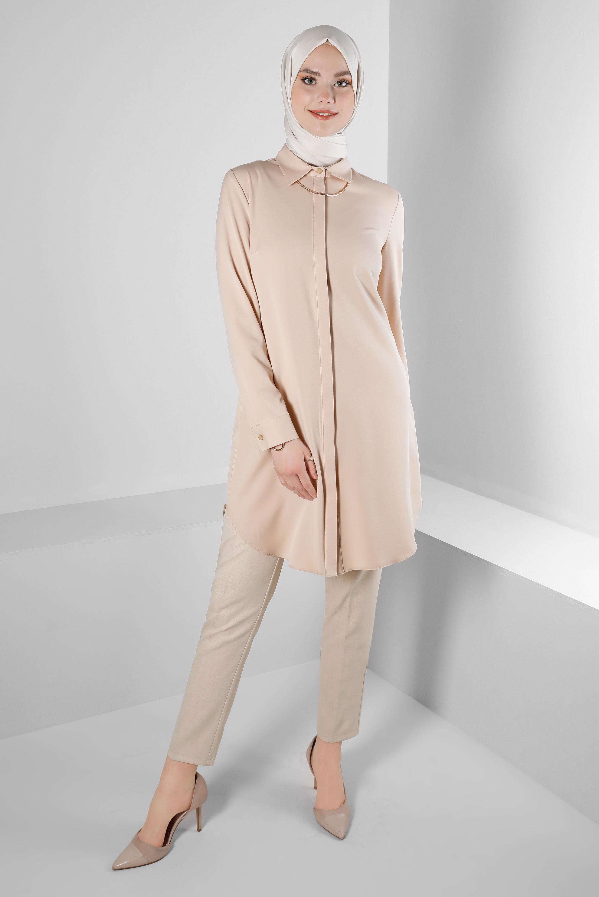 Tesettür giyim BEJ DAR PAÇA KLASİK PANTOLON 70508 