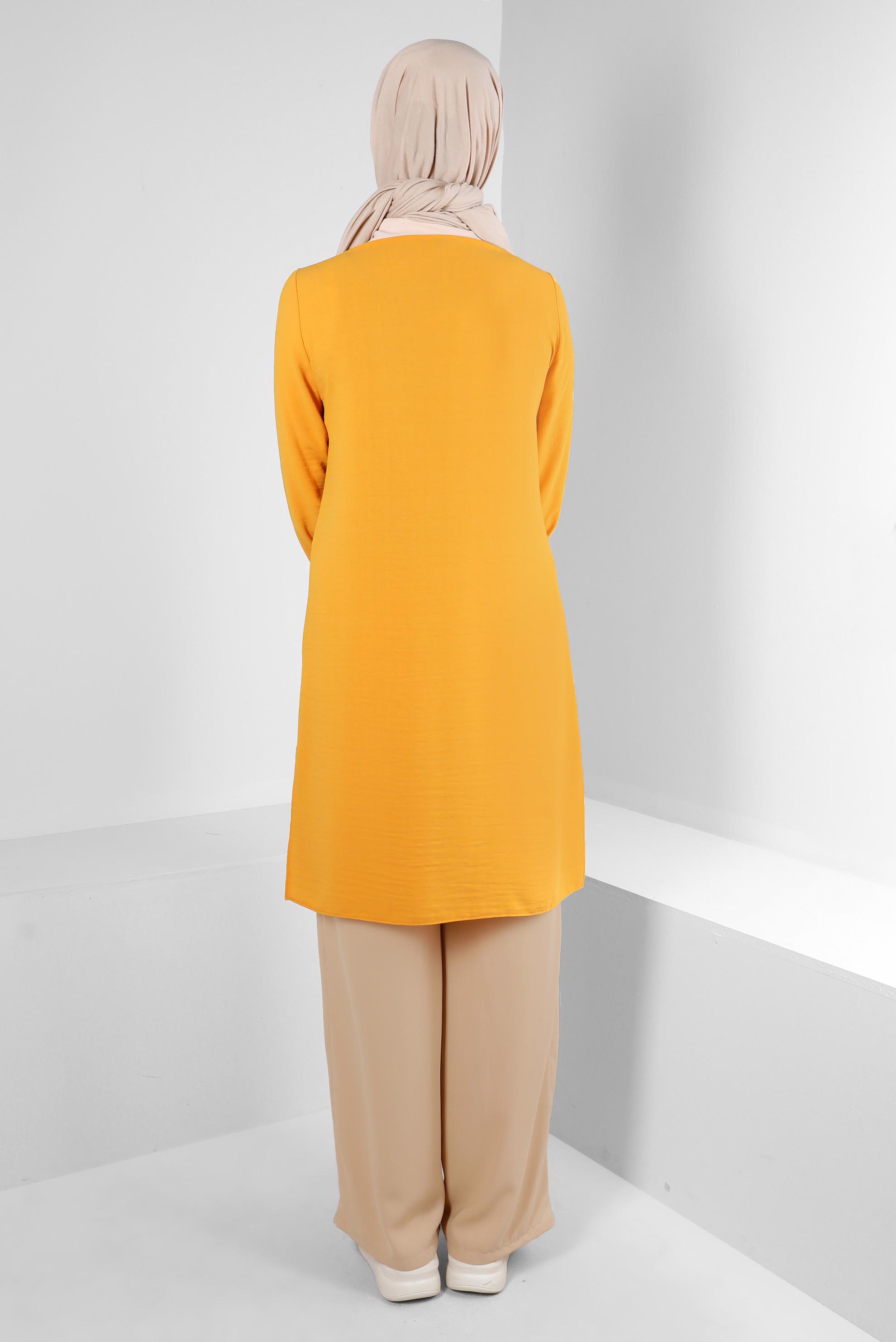 Tesettür giyim BEJ BELİ LASTİKLİ BAĞCIKLI GENİŞ PAÇA PANTOLON 70509