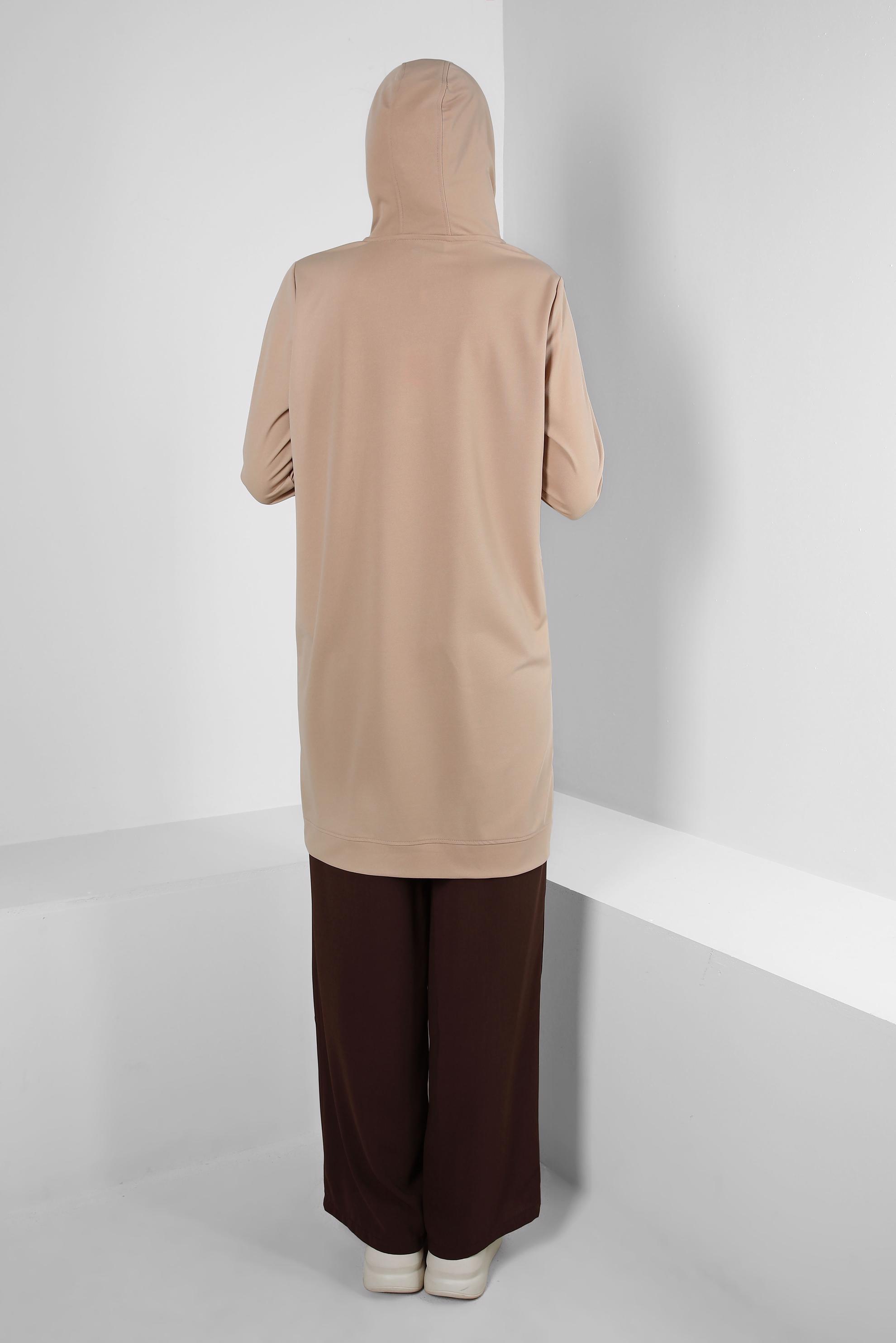 Tesettür giyim KAHVE BELİ LASTİKLİ BAĞCIKLI GENİŞ PAÇA PANTOLON 70509