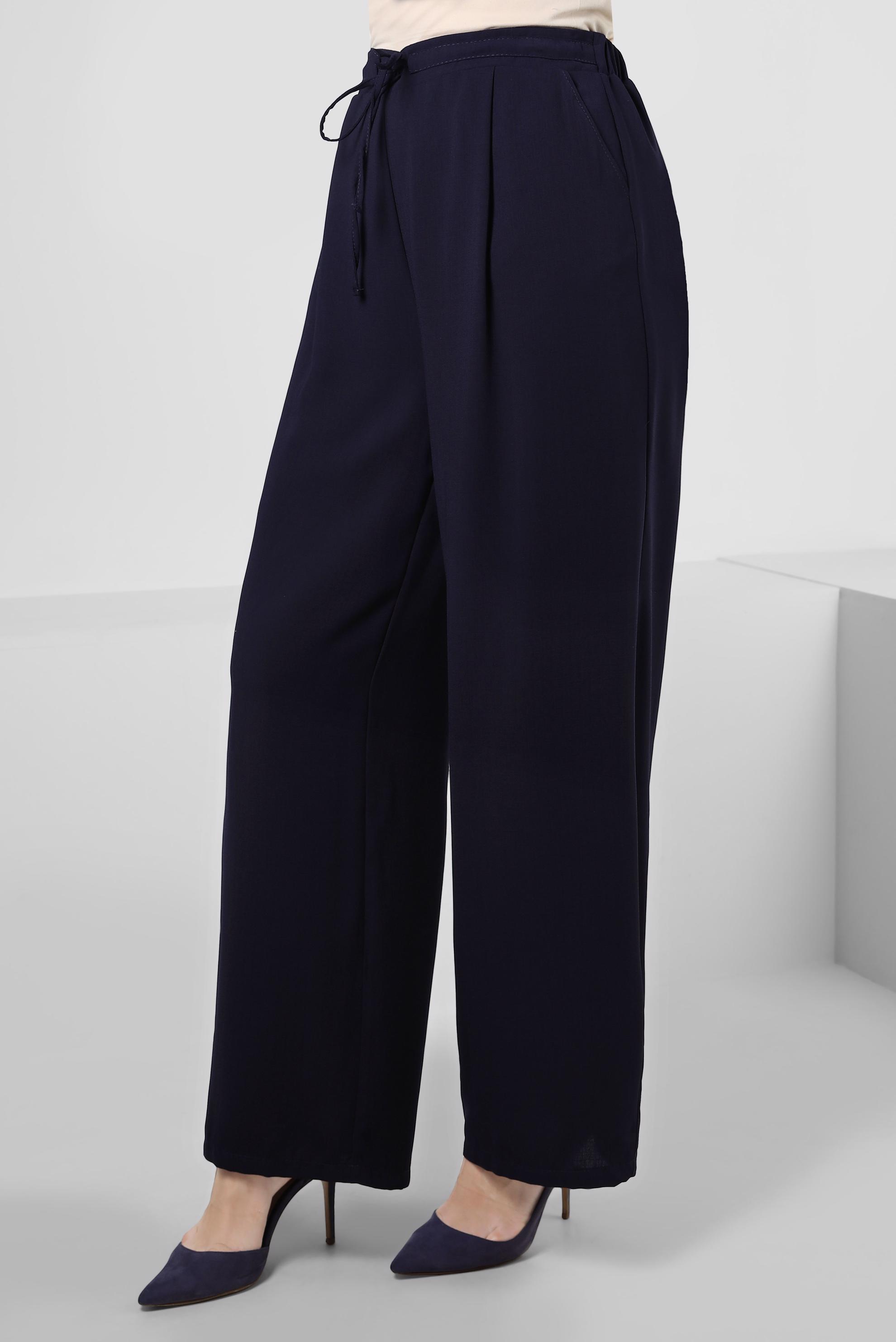 Tesettür giyim LACİVERT BELİ LASTİKLİ BAĞCIKLI GENİŞ PAÇA PANTOLON 70509