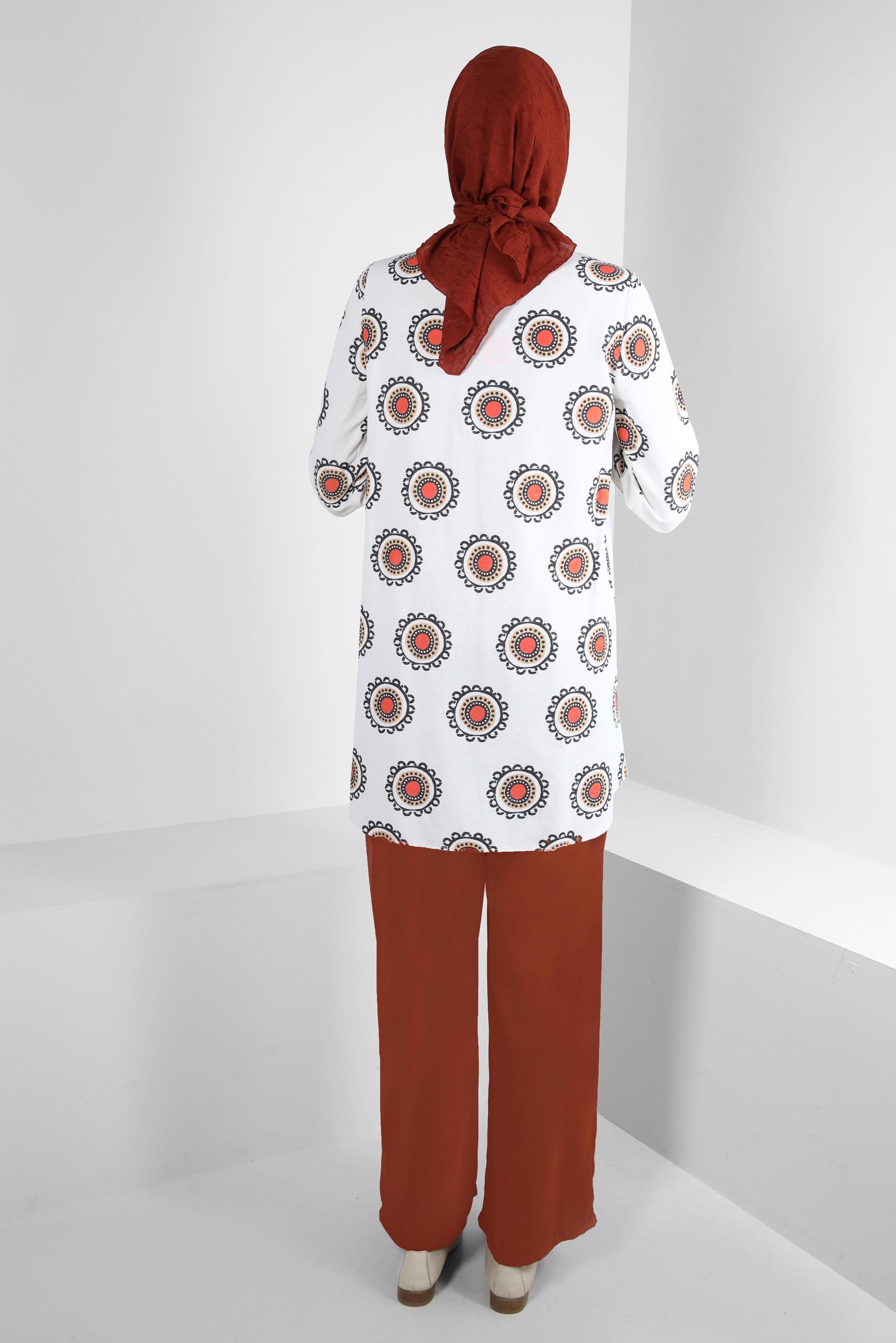 Tesettür giyim KAHVE BELİ LASTİKLİ BAĞCIKLI GENİŞ PAÇA PANTOLON 70509