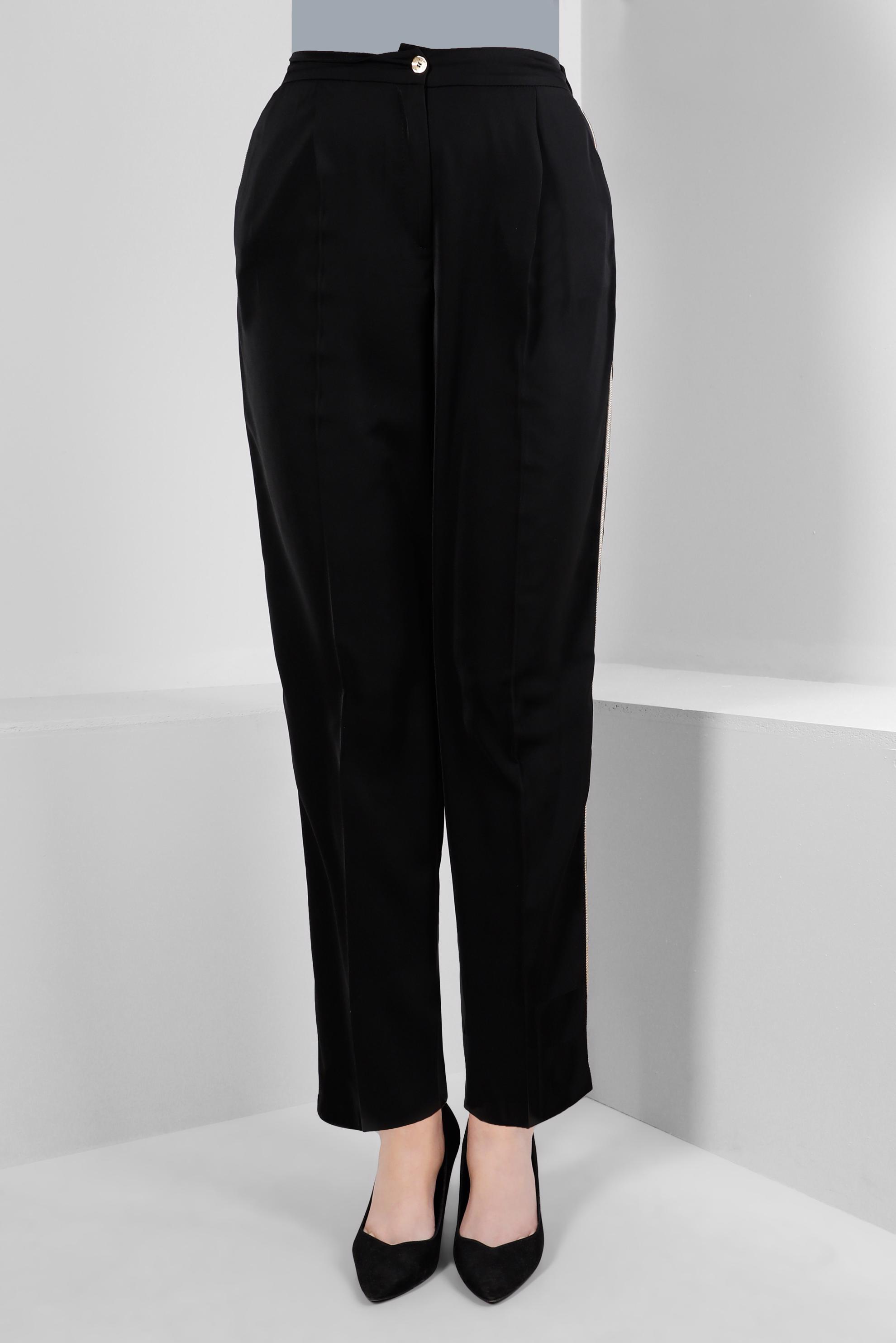 Tesettür giyim SİYAH ŞERİT DETAYLI HAVUÇ KESİM PANTOLON 70510