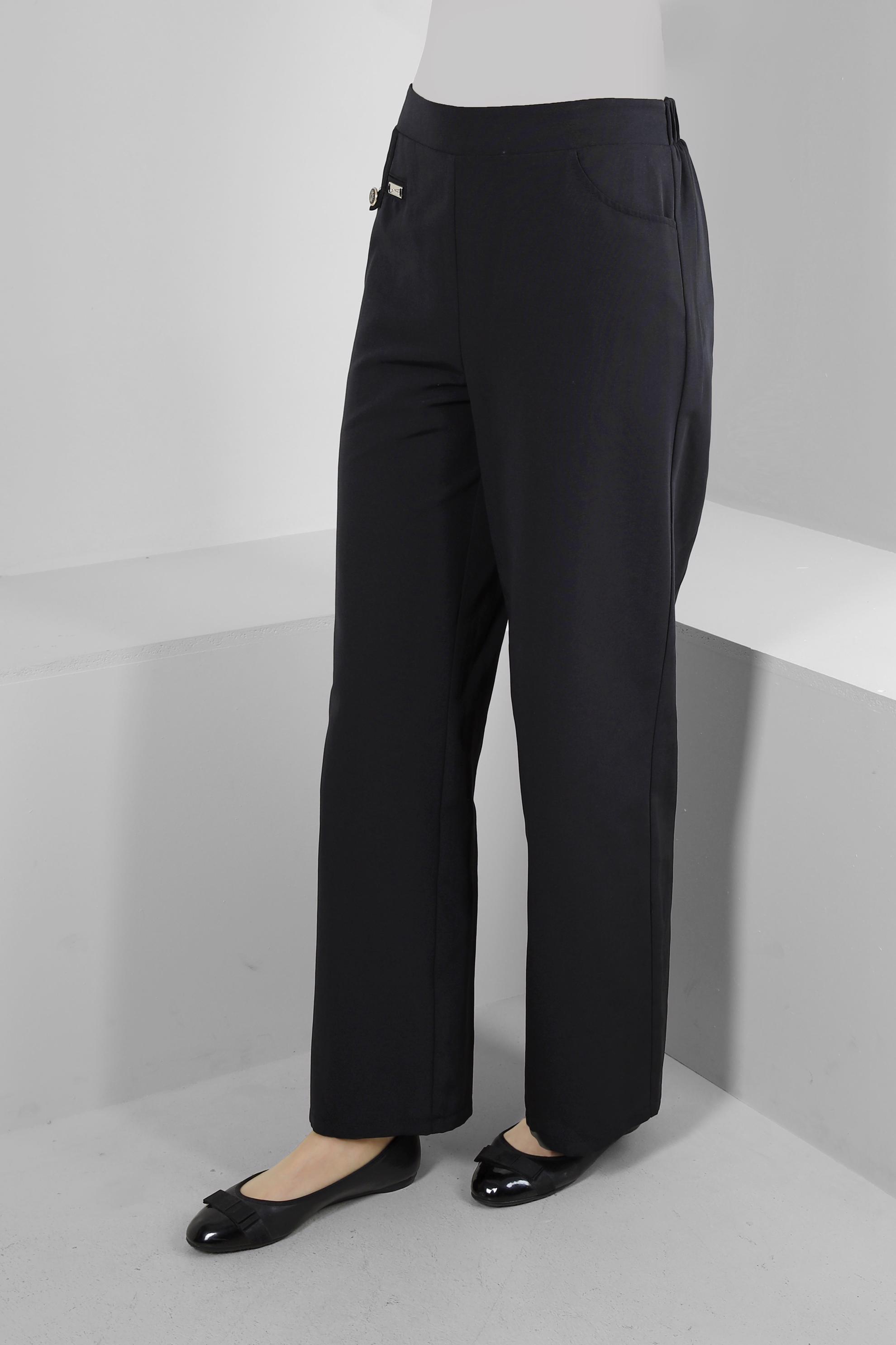 Tesettür giyim SİYAH BOL PAÇA CEP DETAYLI PANTOLON 70511