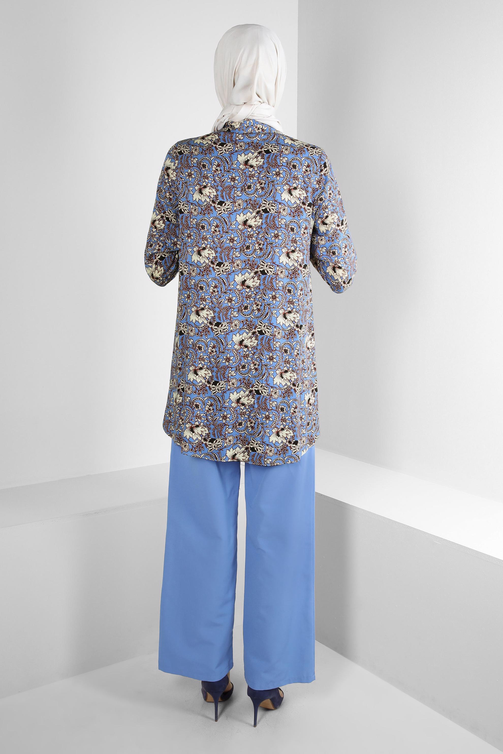 Tesettür giyim MAVİ BOL PAÇA CEP DETAYLI PANTOLON 70511