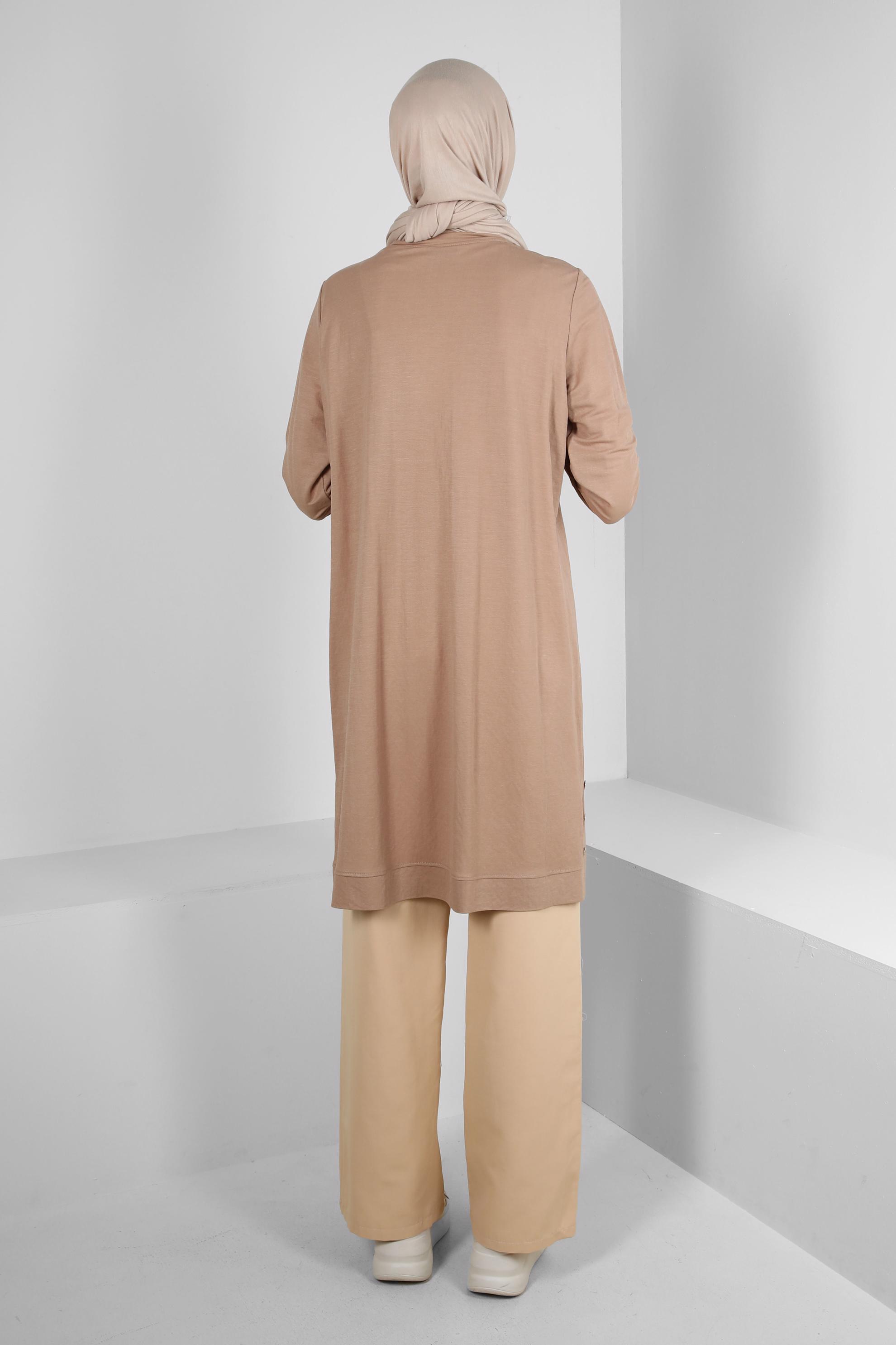 Tesettür giyim BEJ BOL PAÇA CEP DETAYLI PANTOLON 70511