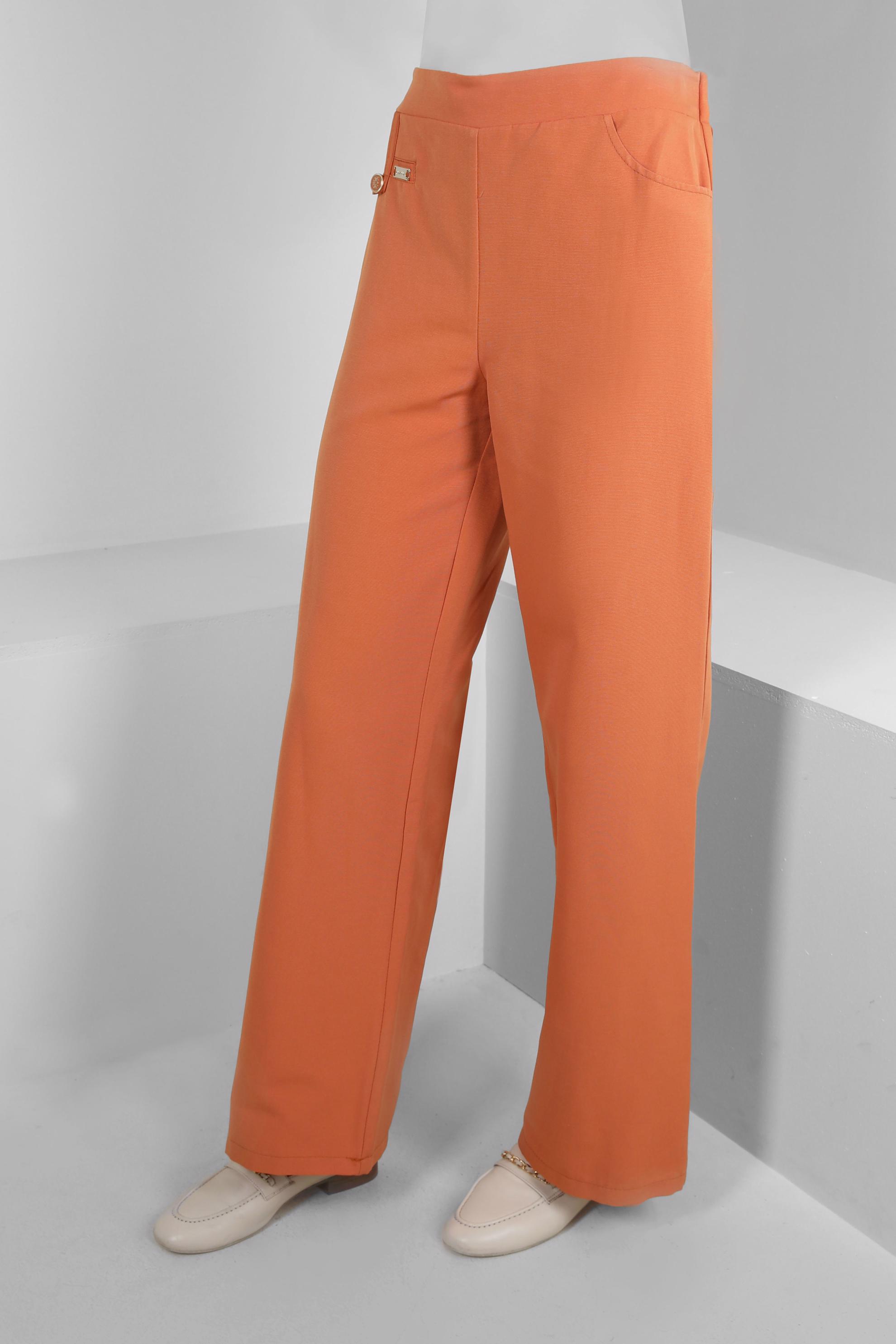 Tesettür giyim TURUNCU BOL PAÇA CEP DETAYLI PANTOLON 70511