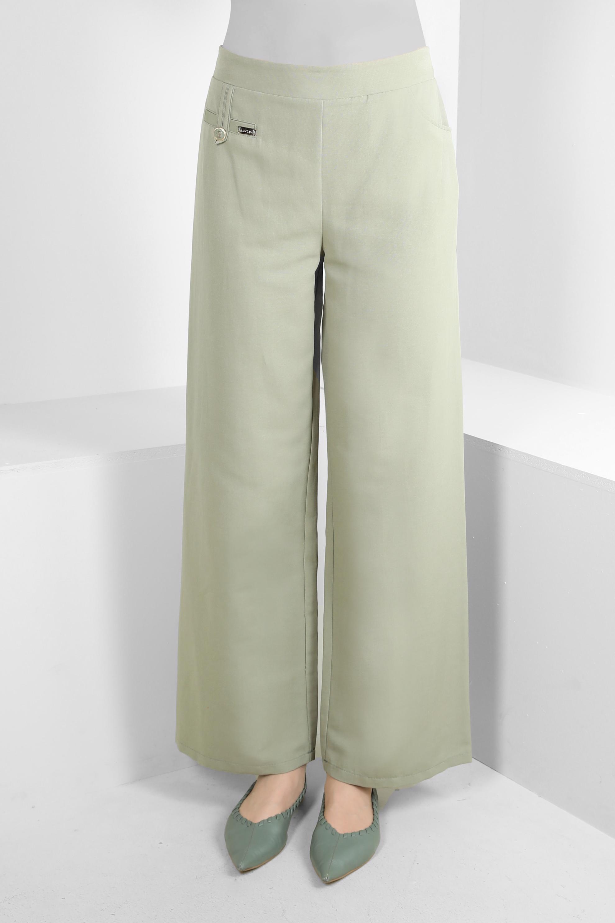 Tesettür giyim HAKİ BOL PAÇA CEP DETAYLI PANTOLON 70511