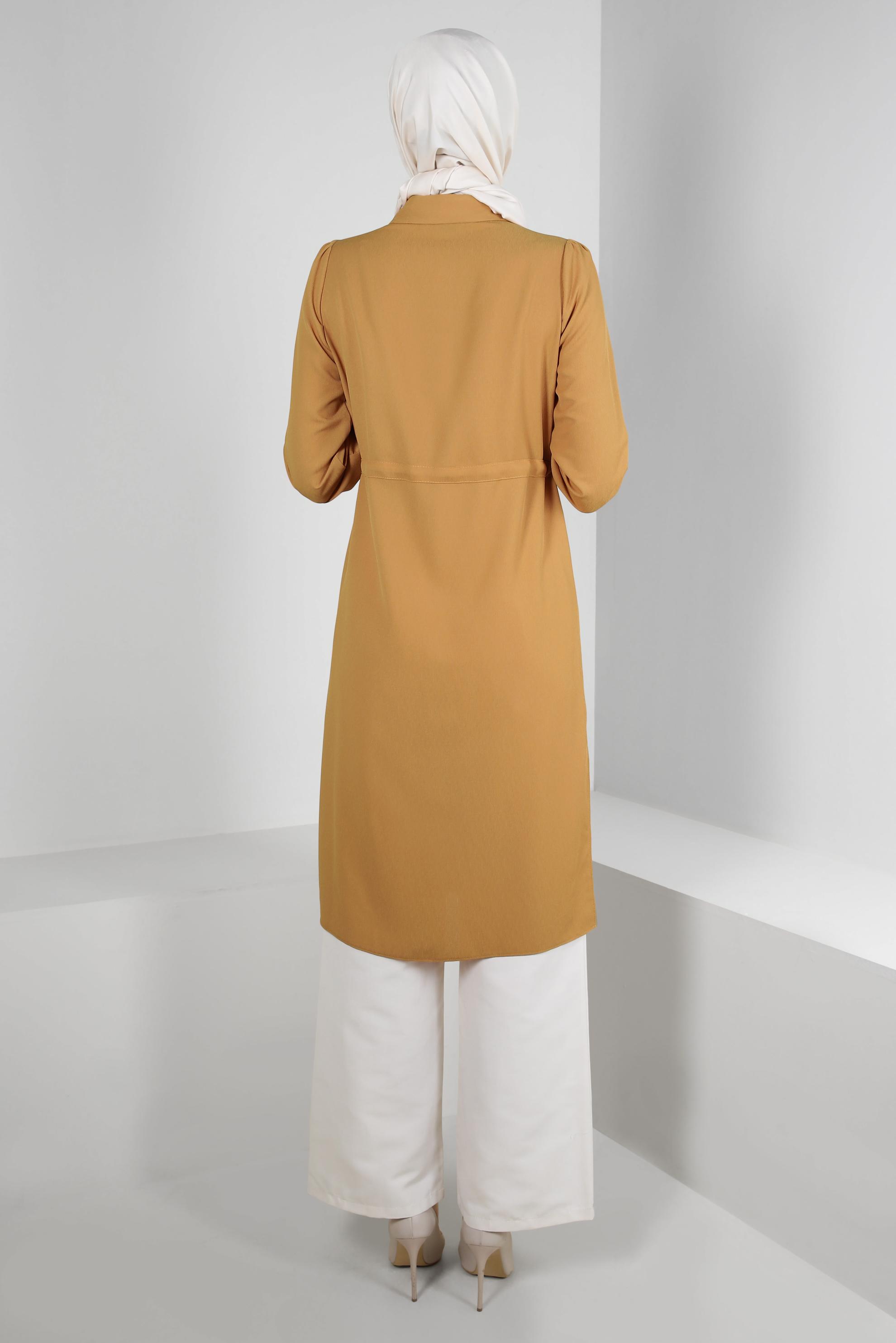 Tesettür giyim EKRU BOL PAÇA CEP DETAYLI PANTOLON 70511