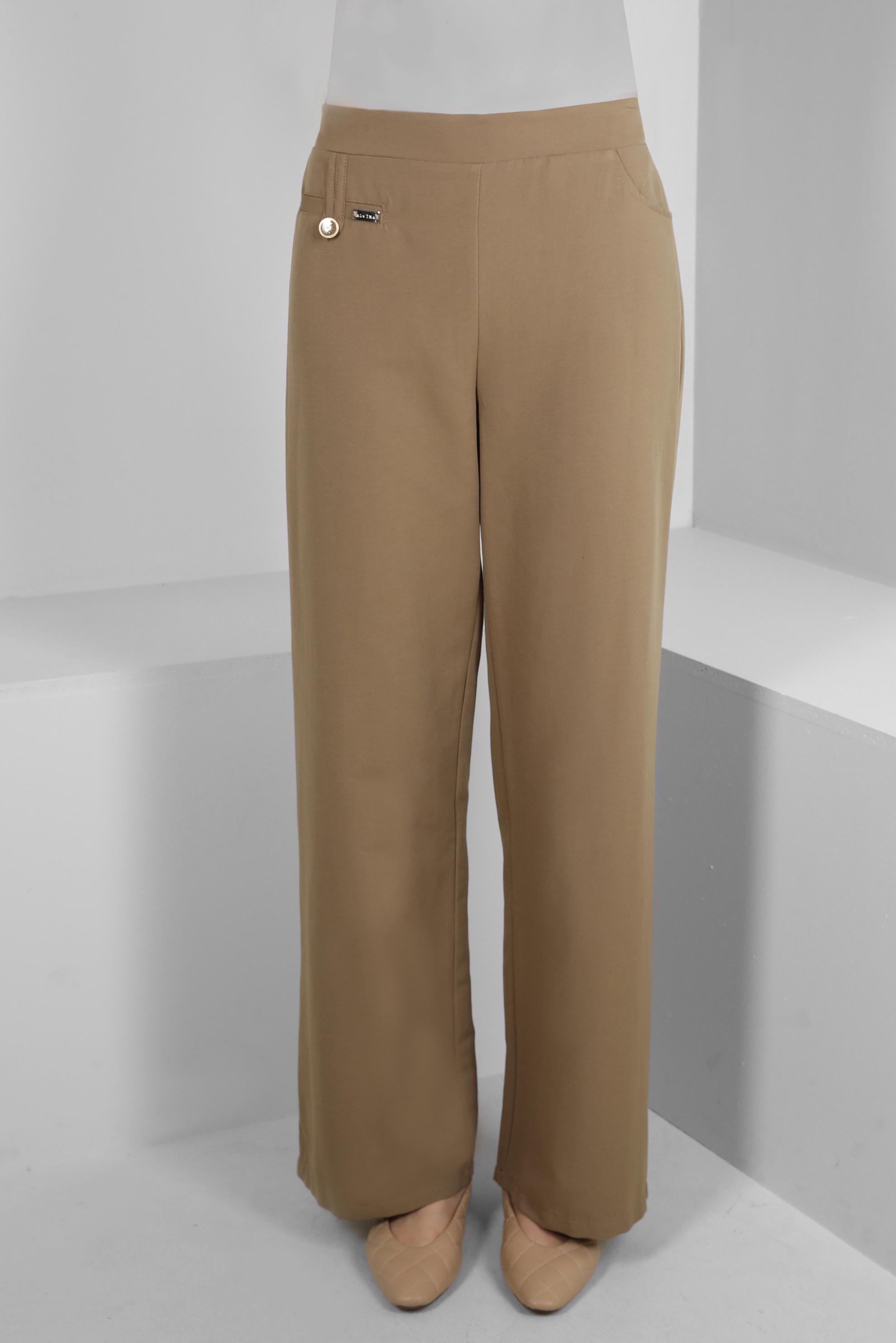 Tesettür giyim KAHVE BOL PAÇA CEP DETAYLI PANTOLON 70511