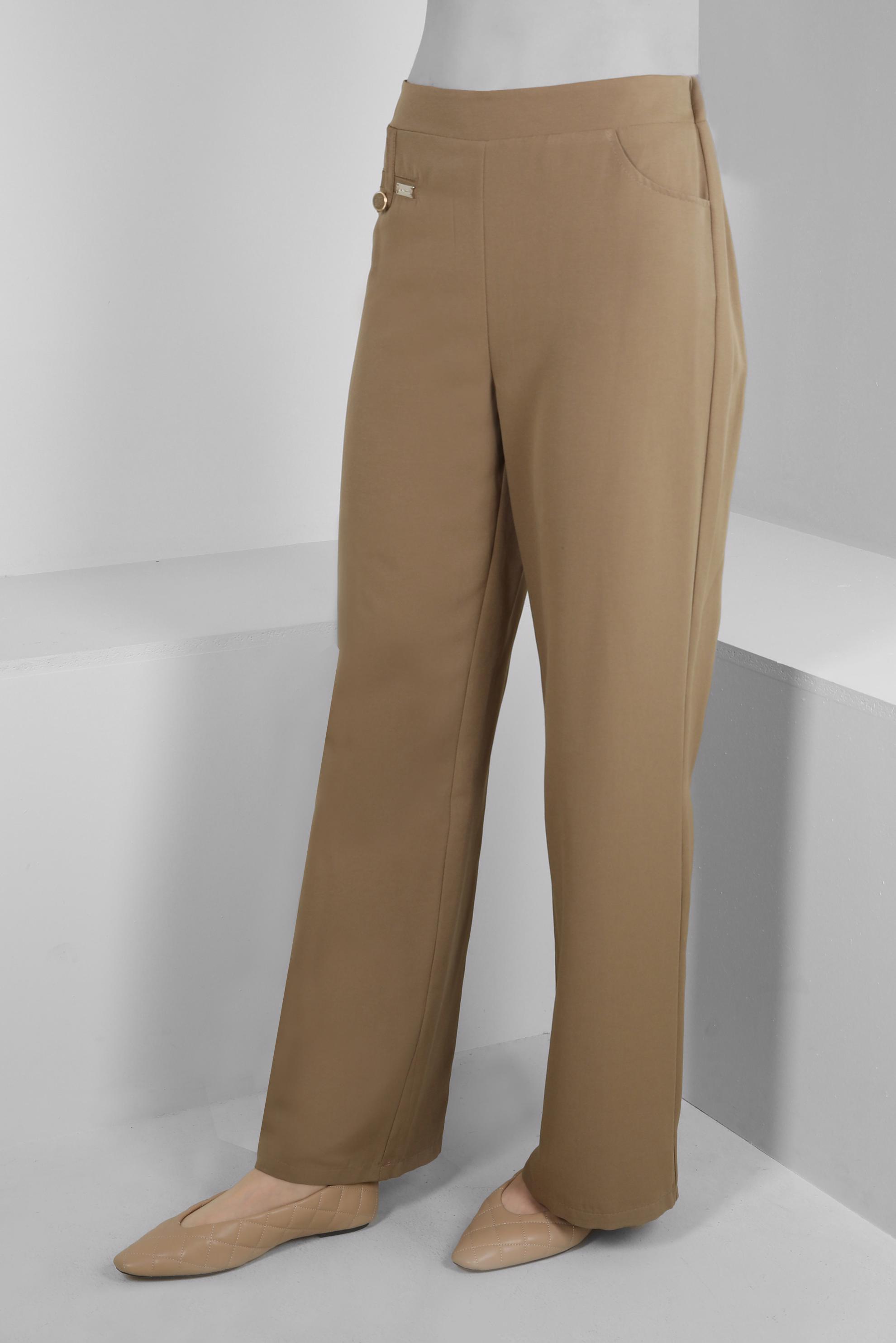 Tesettür giyim KAHVE BOL PAÇA CEP DETAYLI PANTOLON 70511