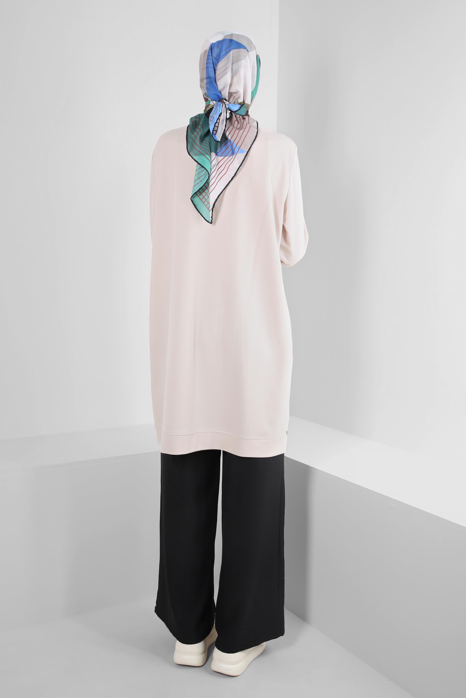 Tesettür giyim SİYAH GENİŞ PAÇA BAĞCIK DETAYLI PANTOLON 70512