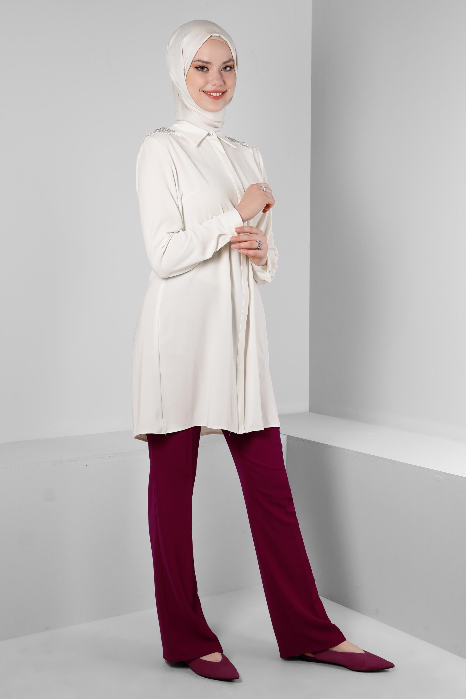 Tesettür giyim MOR İSPANYOL PAÇA PANTOLON 70514