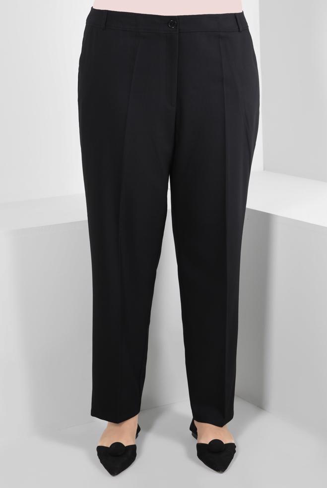 Vêtements hijab NOIR PANTALON COUPE DROITE AVEC POCHE 70515 - ALVİNA