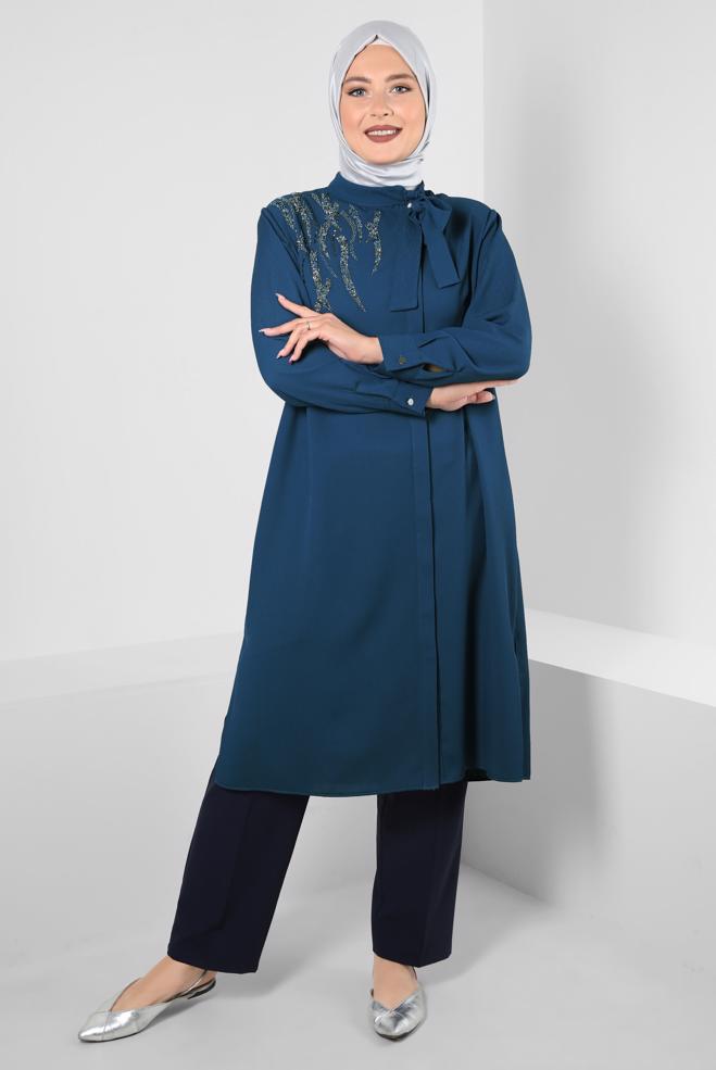 Vêtements hijab BLEU MARINE PANTALON COUPE DROITE AVEC POCHE 70515 - ALVİNA