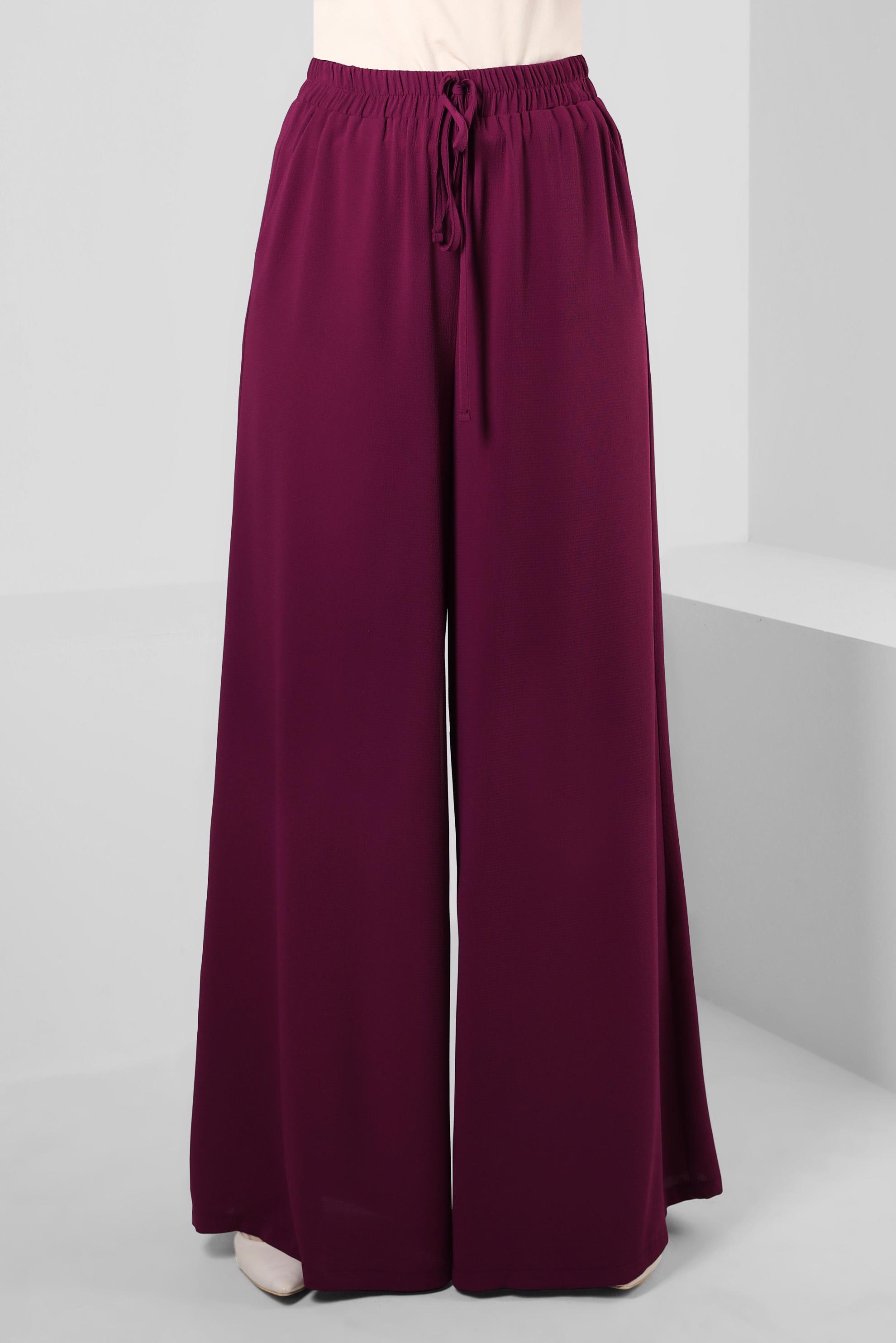 Tesettür giyim FUŞYA BOL PAÇA BELİ LASTİKLİ CEPLİ PANTOLON 70516