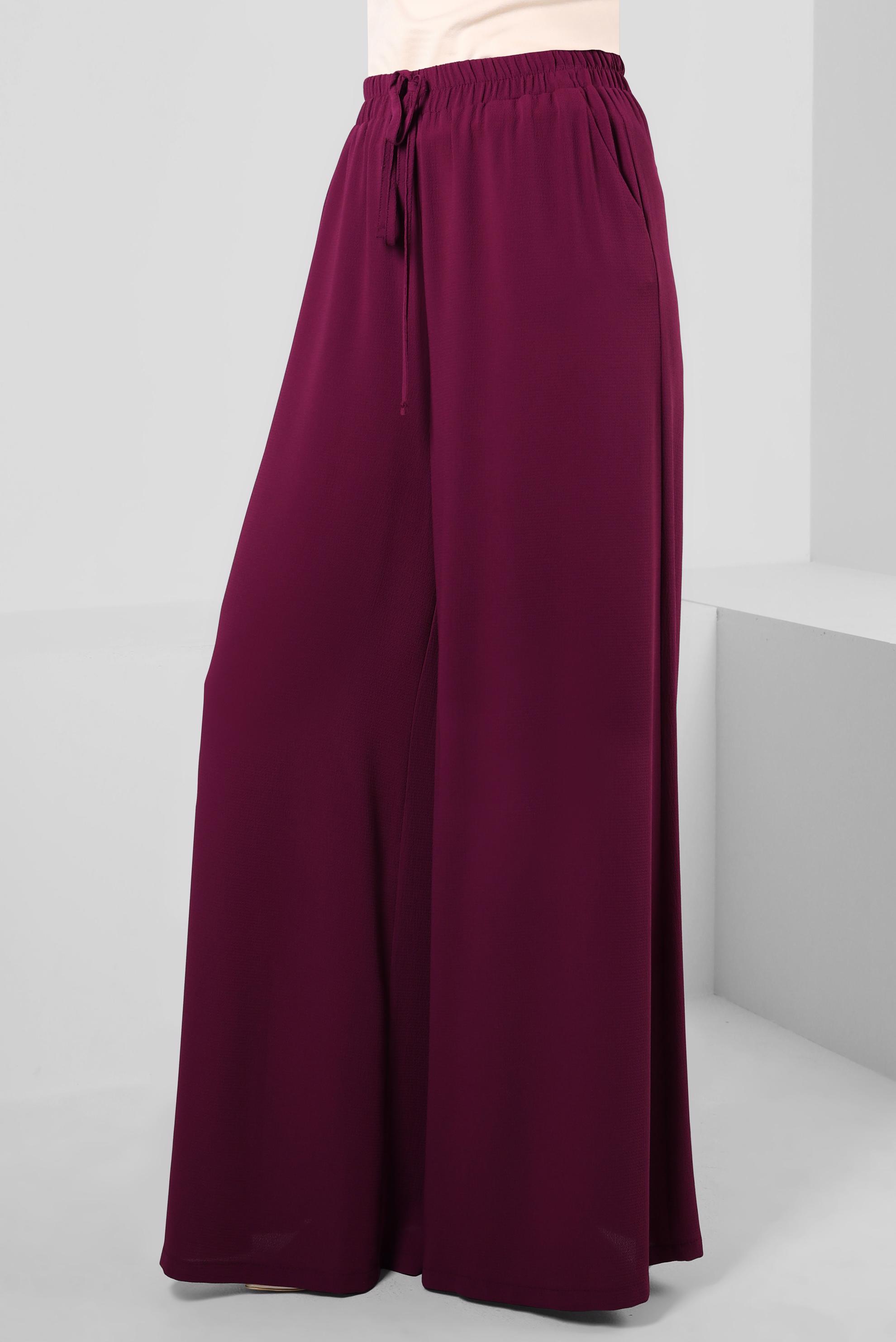 Tesettür giyim FUŞYA BOL PAÇA BELİ LASTİKLİ CEPLİ PANTOLON 70516