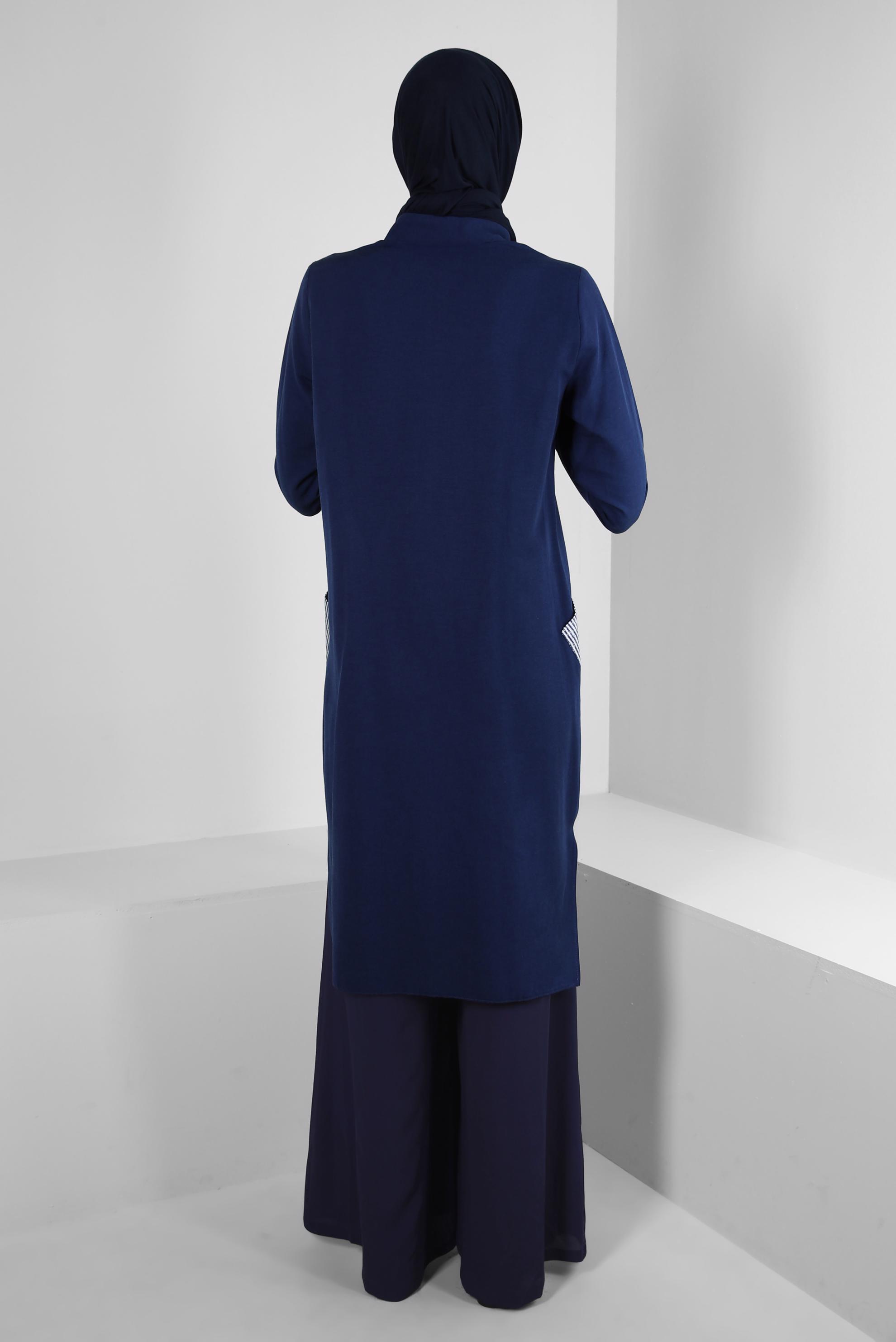 Tesettür giyim LACİVERT BOL PAÇA BELİ LASTİKLİ CEPLİ PANTOLON 70516