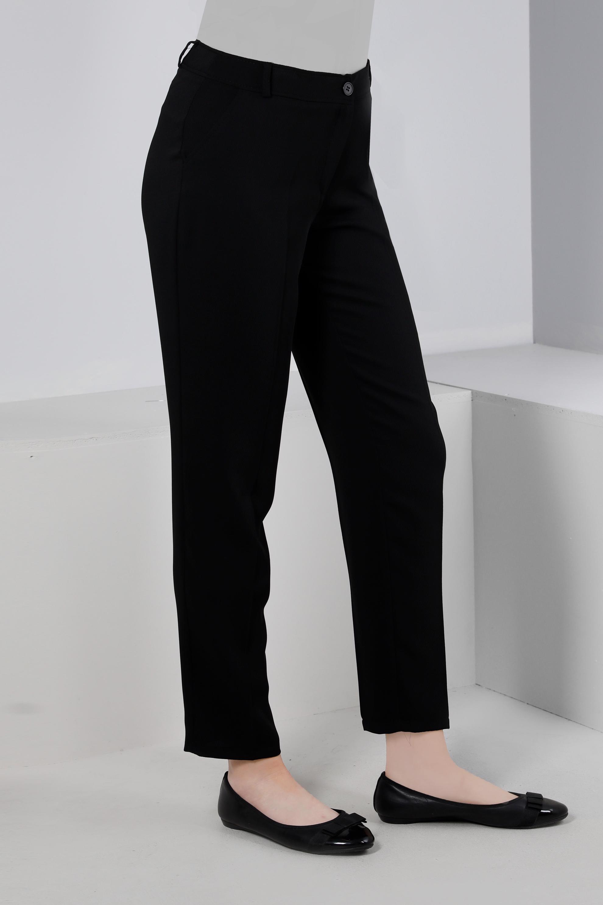 Tesettür giyim SİYAH HAVUÇ KESİM KLASİK PANTOLON 70517