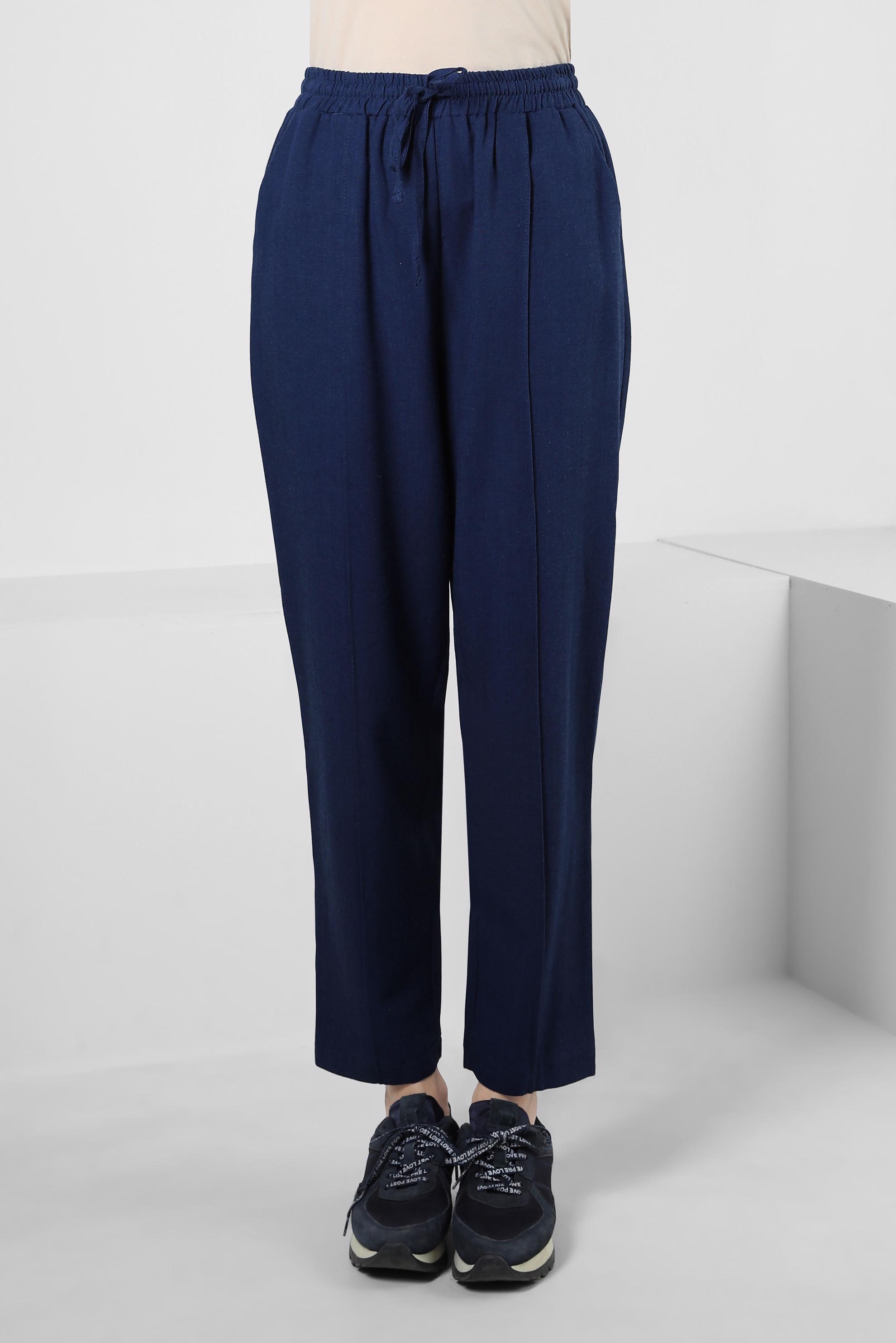 Tesettür giyim LACİVERT BELİ LASTİKLİ KETEN PANTOLON 70518